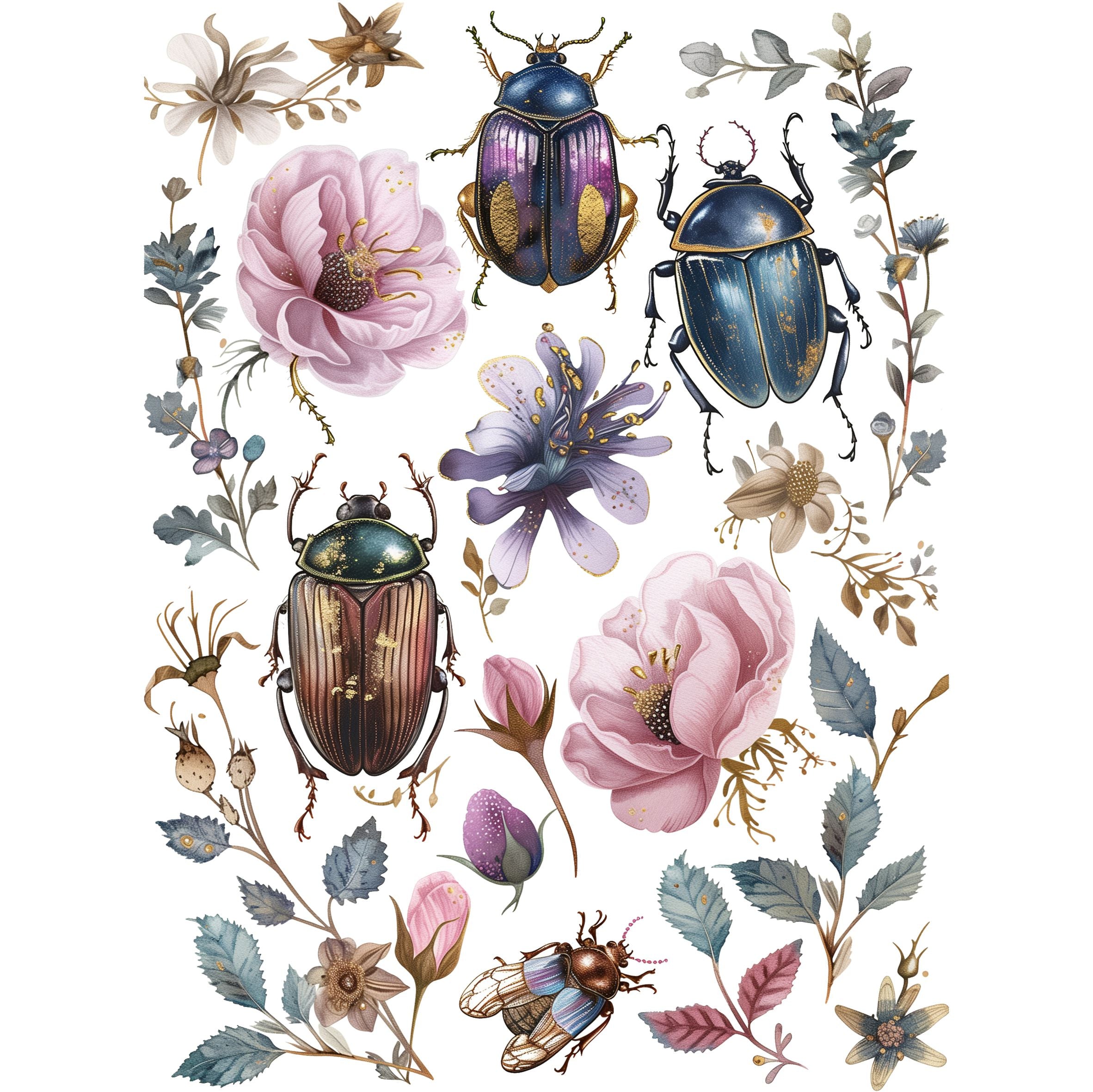 Bugs Decoupage Rice Paper, 20.32 x 26.67 cm - for Decoupage Scrapbooking Craft