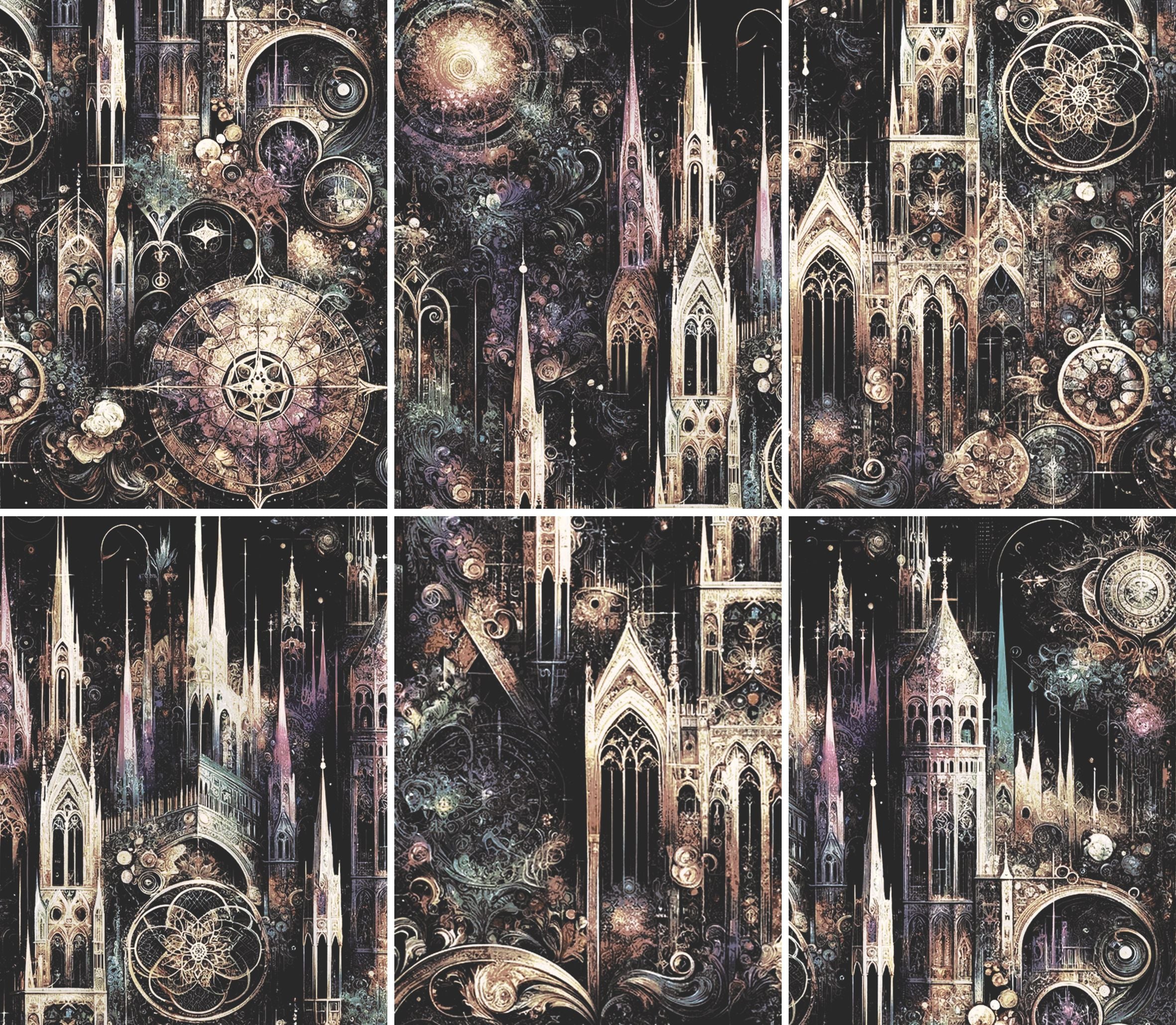 Gothic Spires Rice Paper, 20.32 x 26.67 cm - for Decoupage Scrapbooking Cards Crafts