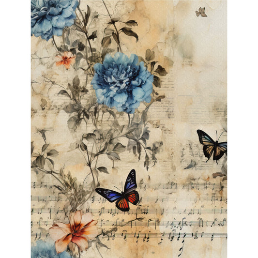 Floral Music Decoupage Rice Paper, 20.32 x 26.67 cm - Scrapbooking Crafts Cards