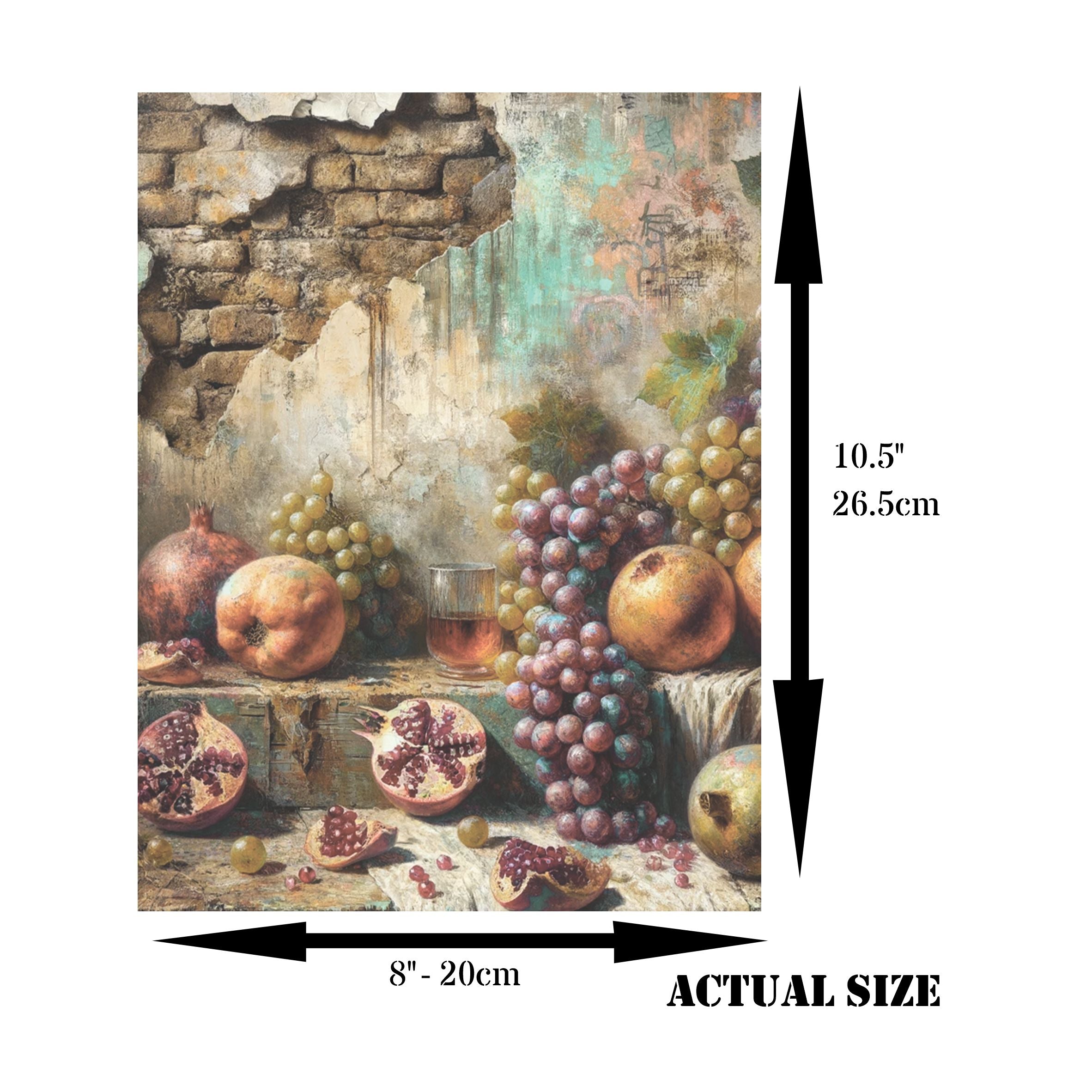 Grapes Rice Paper, 20.32 x 26.67 cm - for Decoupage Scrapbooking Cards Crafts