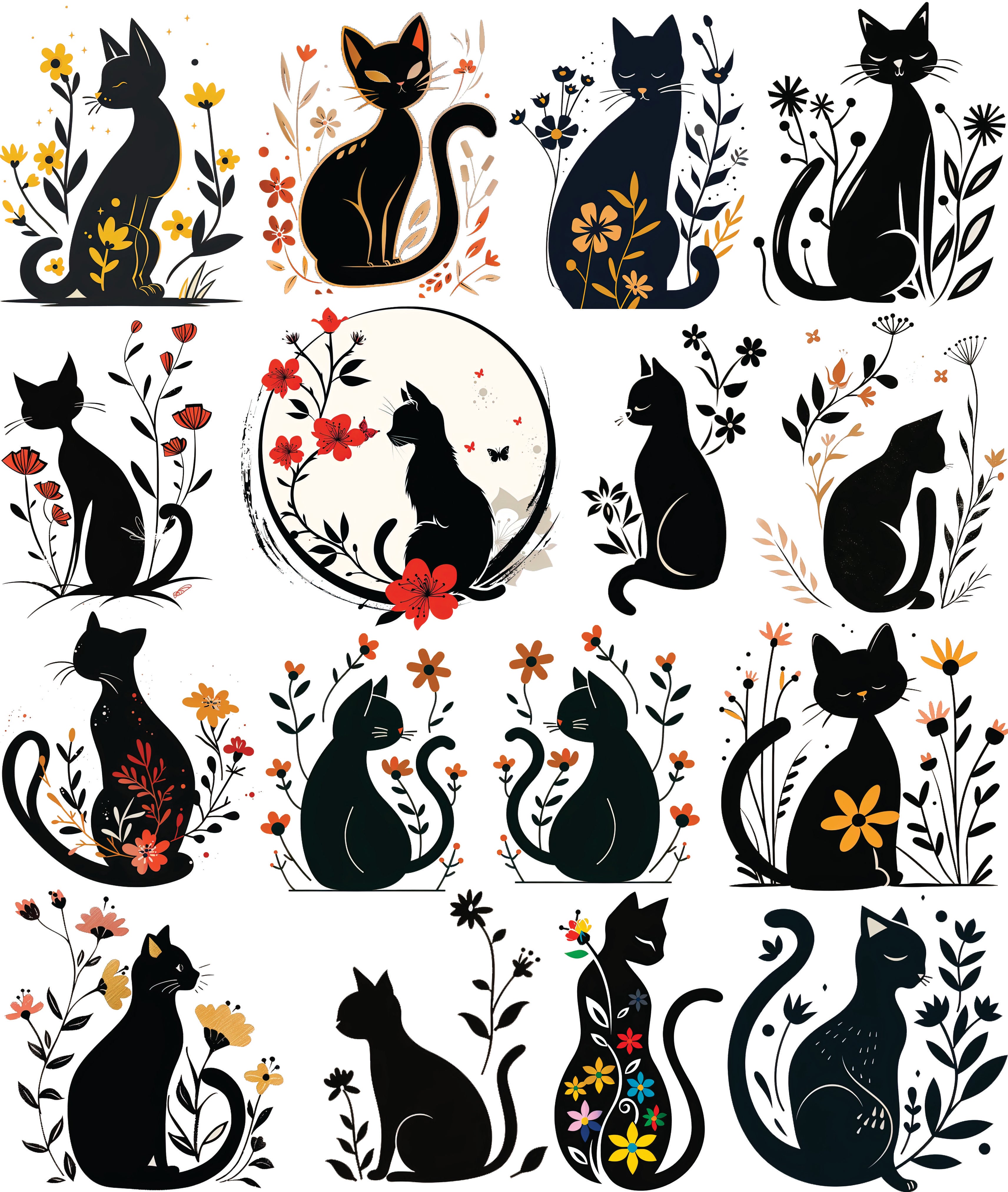 Black Cats Rice Paper, 29.21 x 36.83 cm - for Decoupage Scrapbooking Journal Crafts