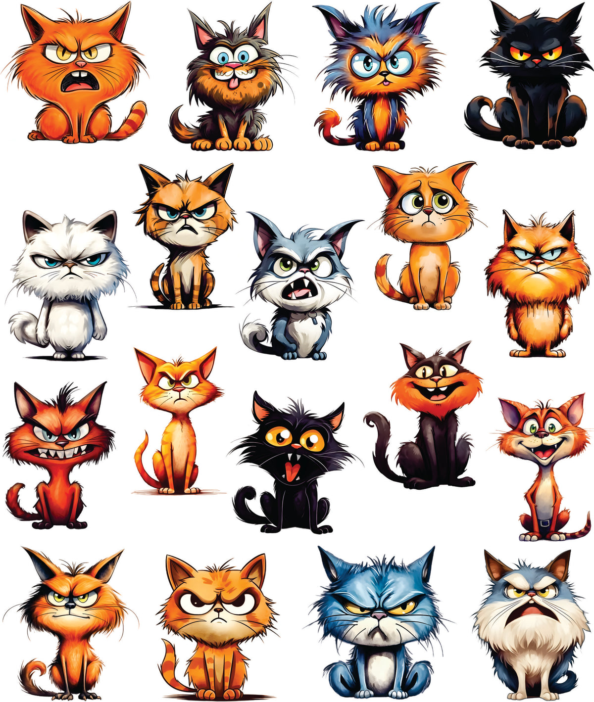 Angry Cats Decoupage Rice Paper, 29.21 x 36.83 cm - for Journal Cards Crafts