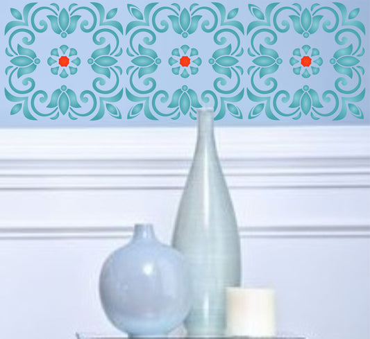 Turkish Tile Stencil - Talavera Mexican Moroccan Italian Tile
