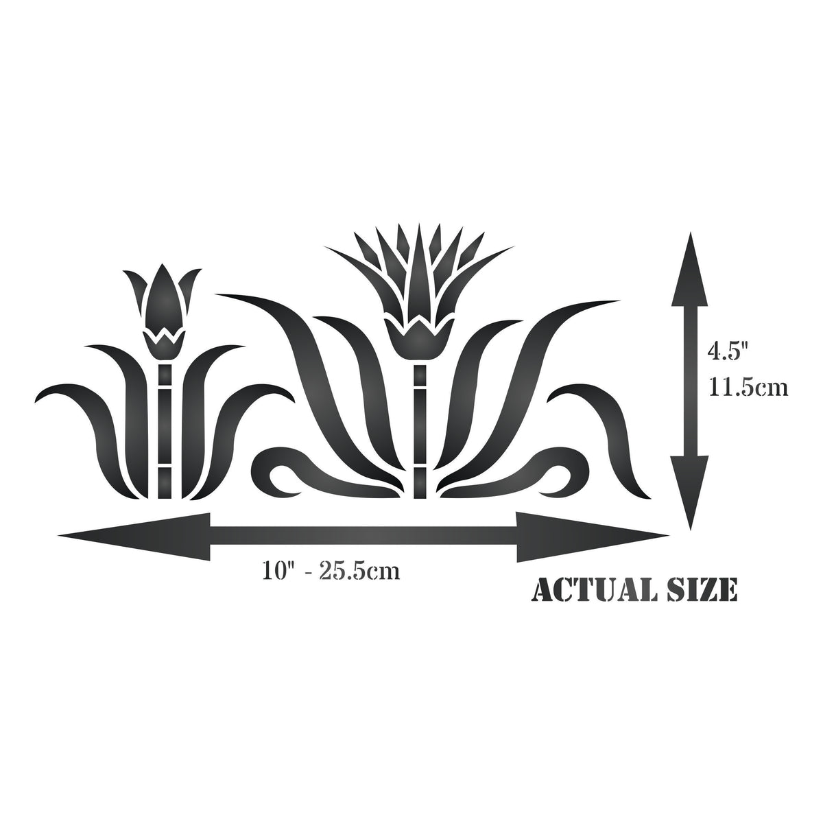 Egyptian Lotus Stencil, 25.4 x 11.43 cm - Classic Egyptian Border Flower Symbol