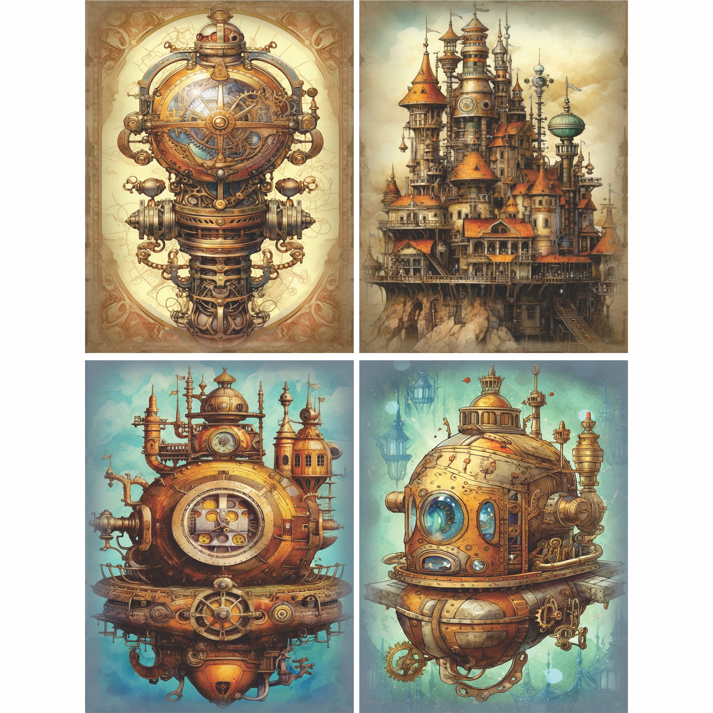 Steampunk Mulberry Rice Paper, 20.32 x 26.67 cm - for Decoupage Cards Crafts