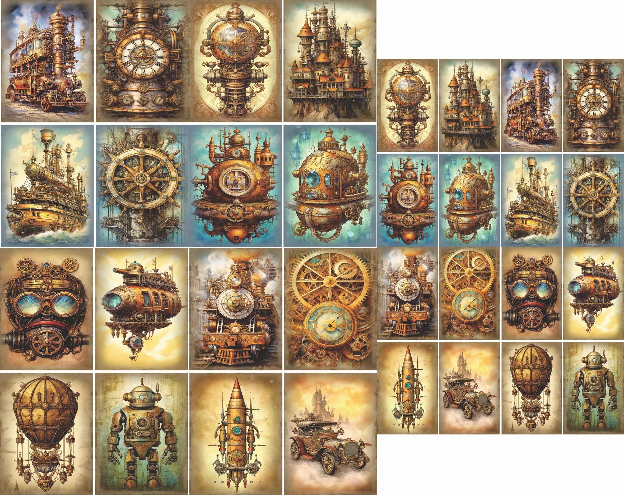 Steampunk Mulberry Rice Paper, 20.32 x 26.67 cm - for Decoupage Cards Crafts