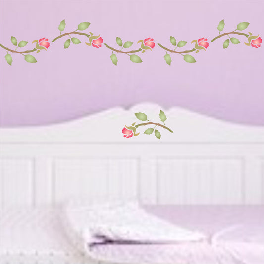 Rose Bud Stencil, 24.13 x 11.43 cm - Border Flower