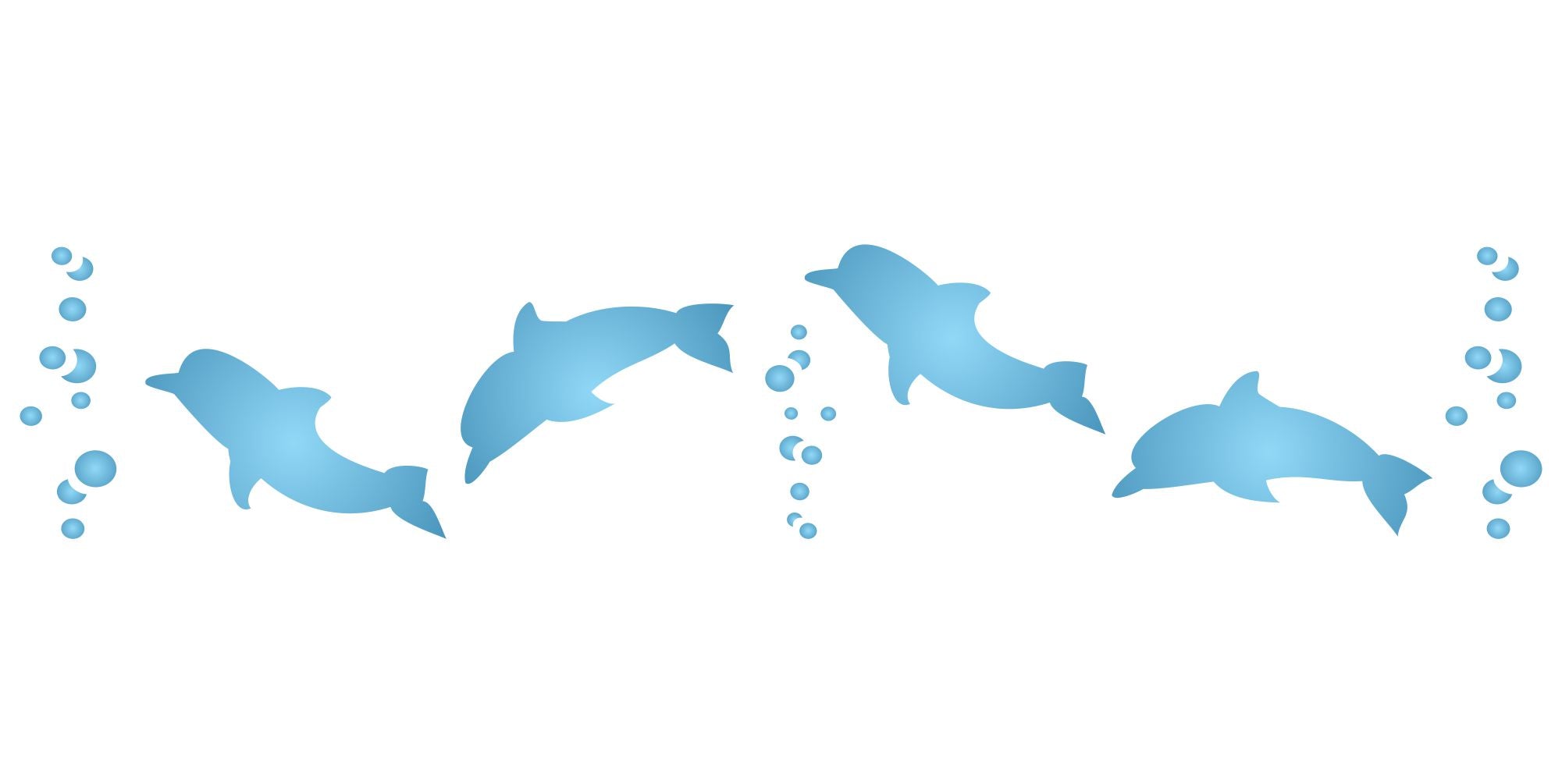 Dolphins, 16.51 x 3.18 cm- Sea Ocean Nautical Seashore Reef Border