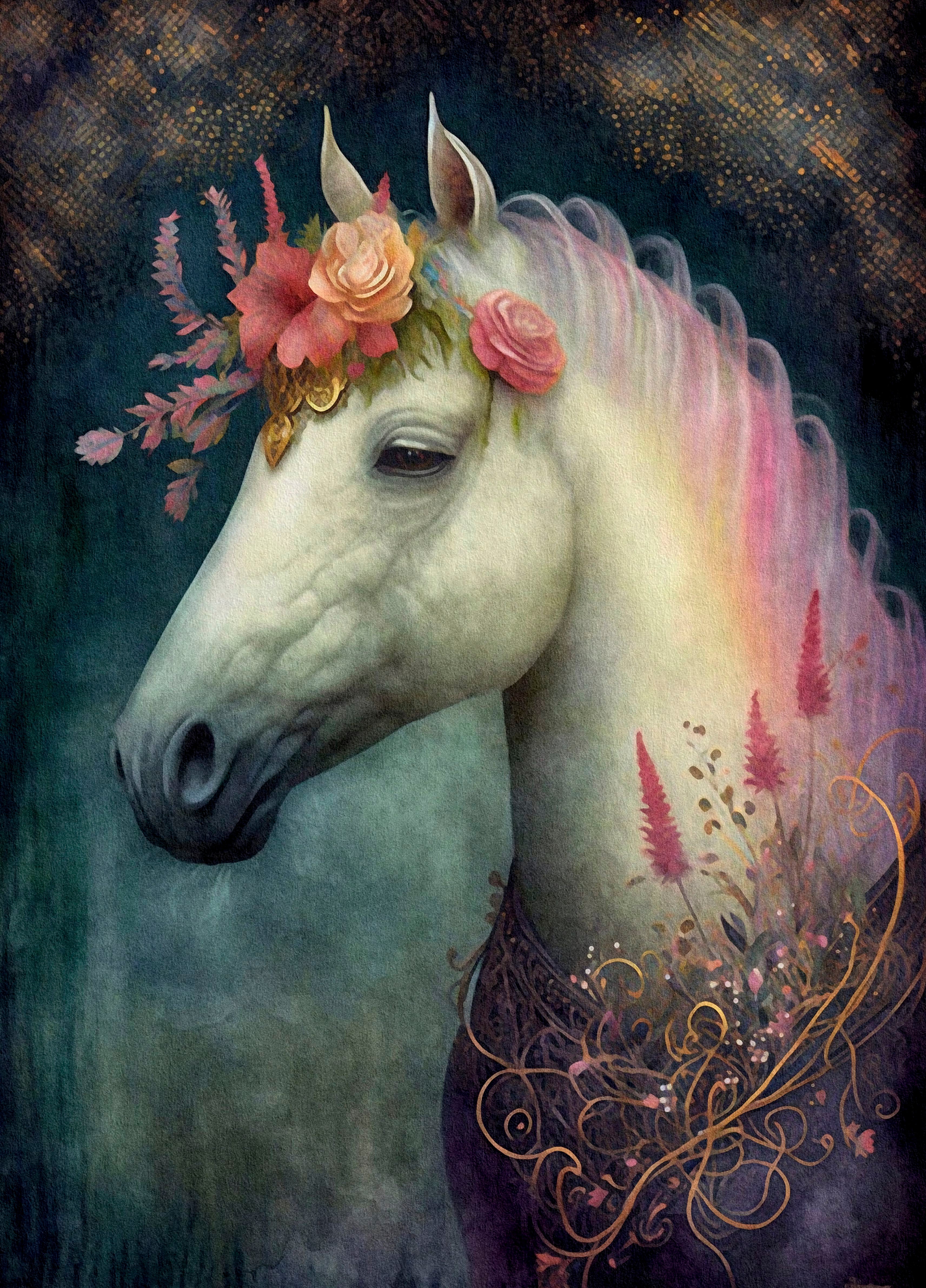 Grey Horse Rice Paper, 29.21 x 40.64 cm - for Decoupage Print Cards Crafts