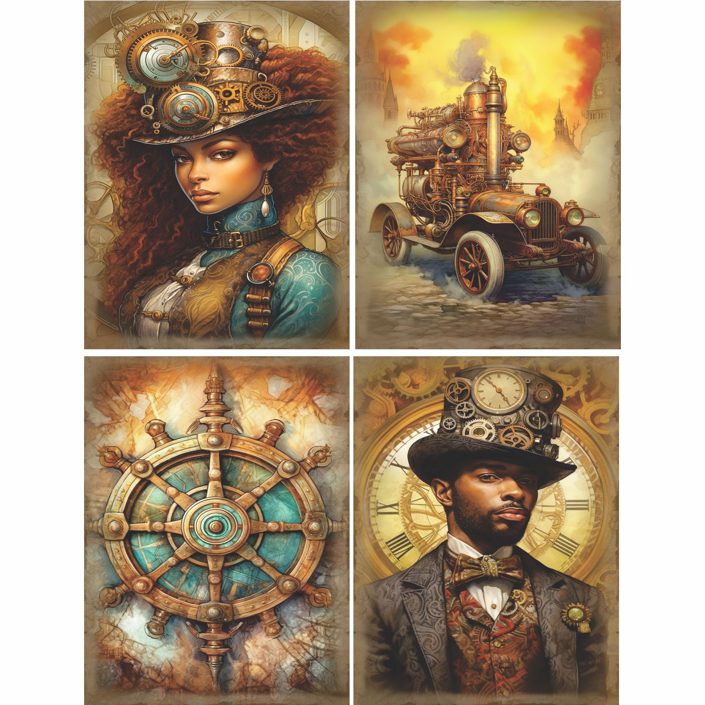 Steampunk Mulberry Rice Paper, 20.32 x 26.67 cm - for Decoupage Cards Crafts