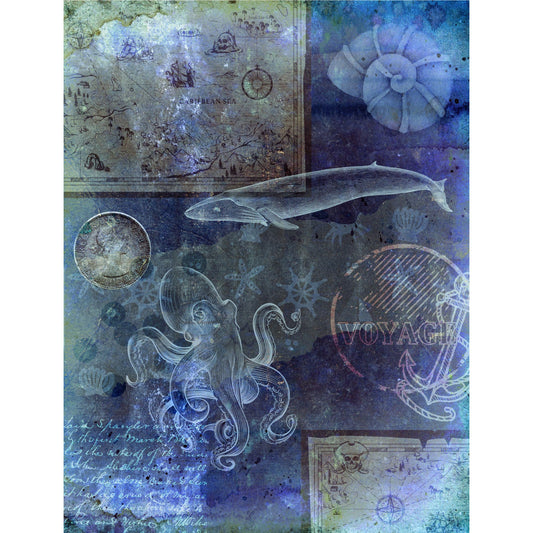 Ocean Decoupage Rice Paper, 20.32 x 26.67 cm - for Decoupage Scrapbooking Craft