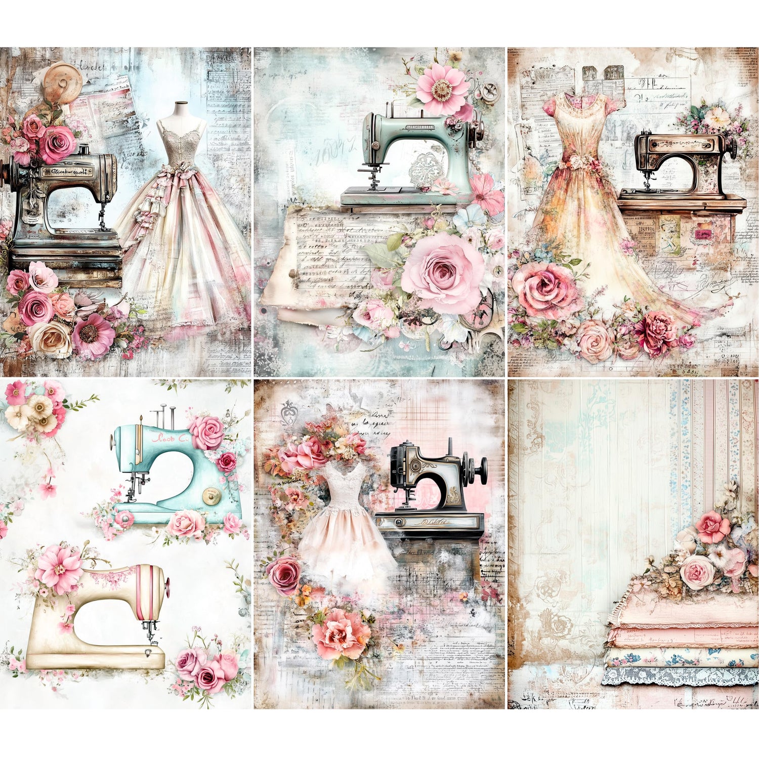 Bundle of 6 x A4 Decoupage papers - Collection Sets