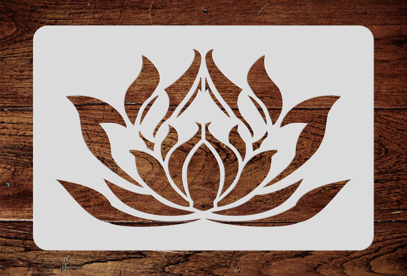 Lotus Flower Stencil, 11 x 6.5 inch - Stylized Oriental Asian Lotus Bloom