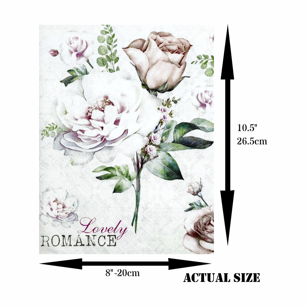 Rose Theme Rice Paper- 6 x Different Printed Mulberry Paper Images 30gsm