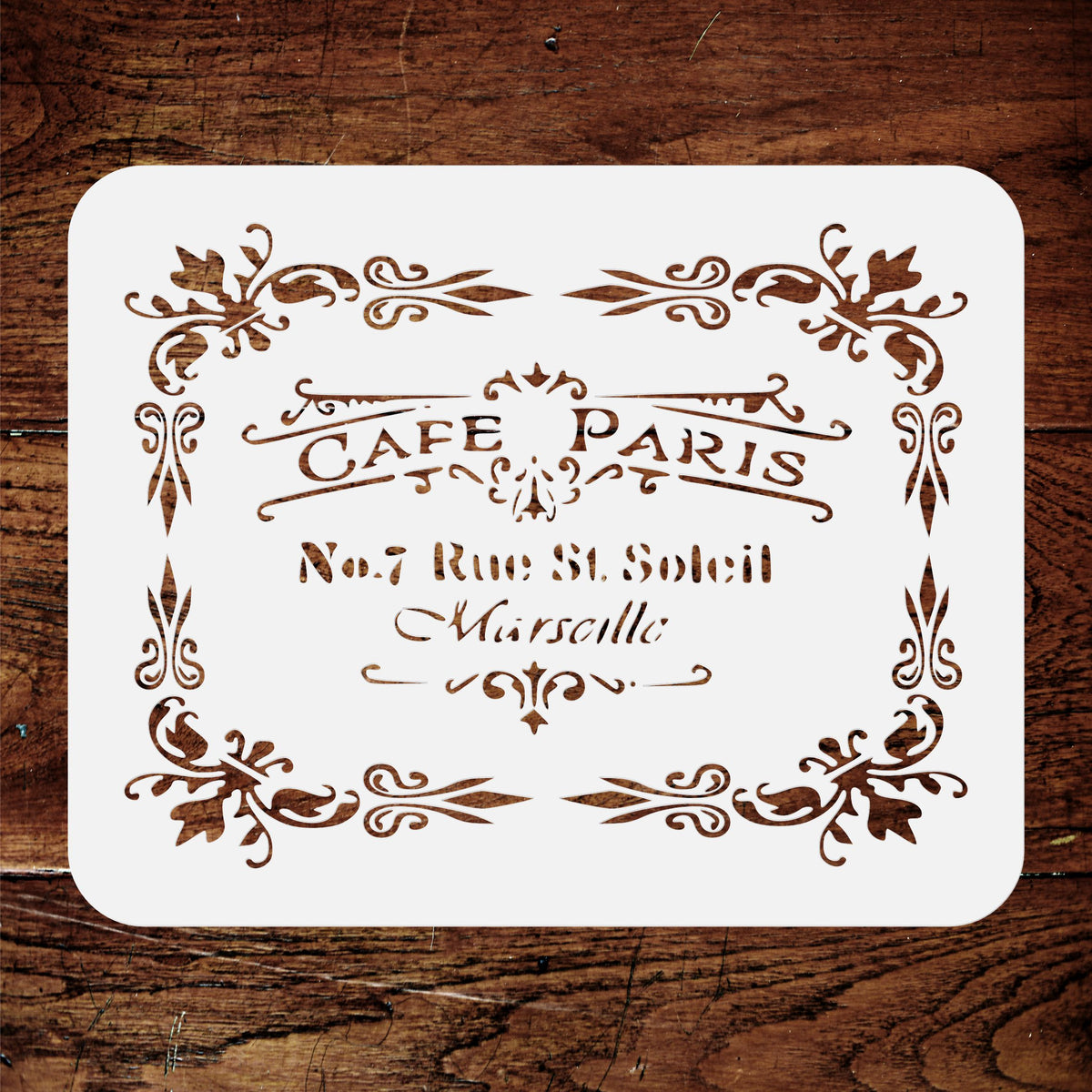 Cafe Paris Stencil, 26.67 x 21.59 cm - Vintage French Themed Sign Label