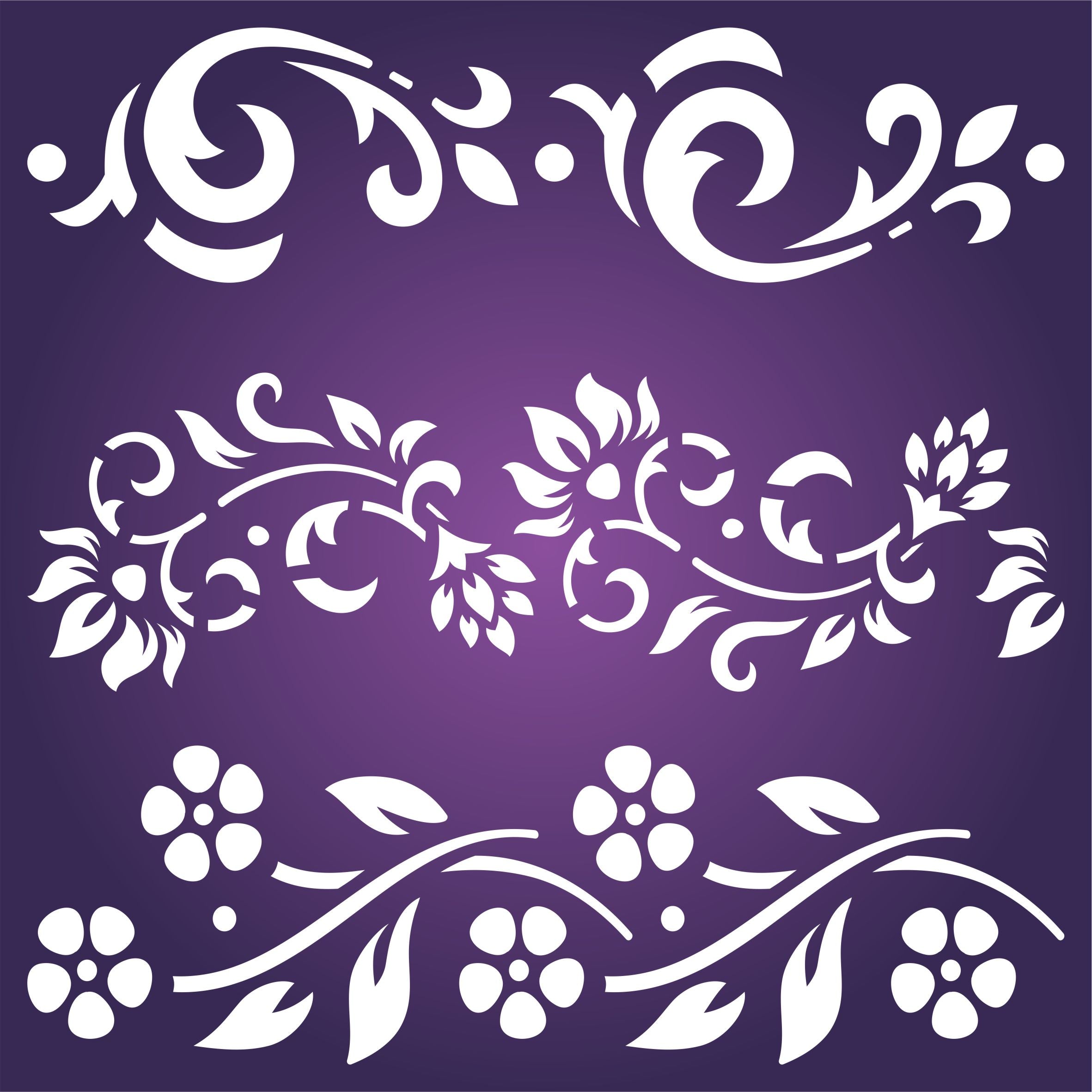 Vintage Borders Stencil - Classic Flower Border Design