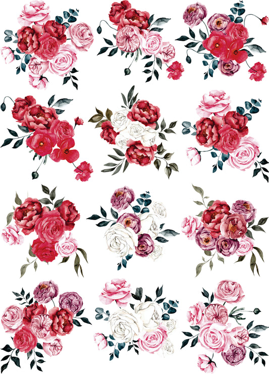 Valentine Bouquet Rice Paper, 29.21 x 40.64 cm - for Decoupage Crafts