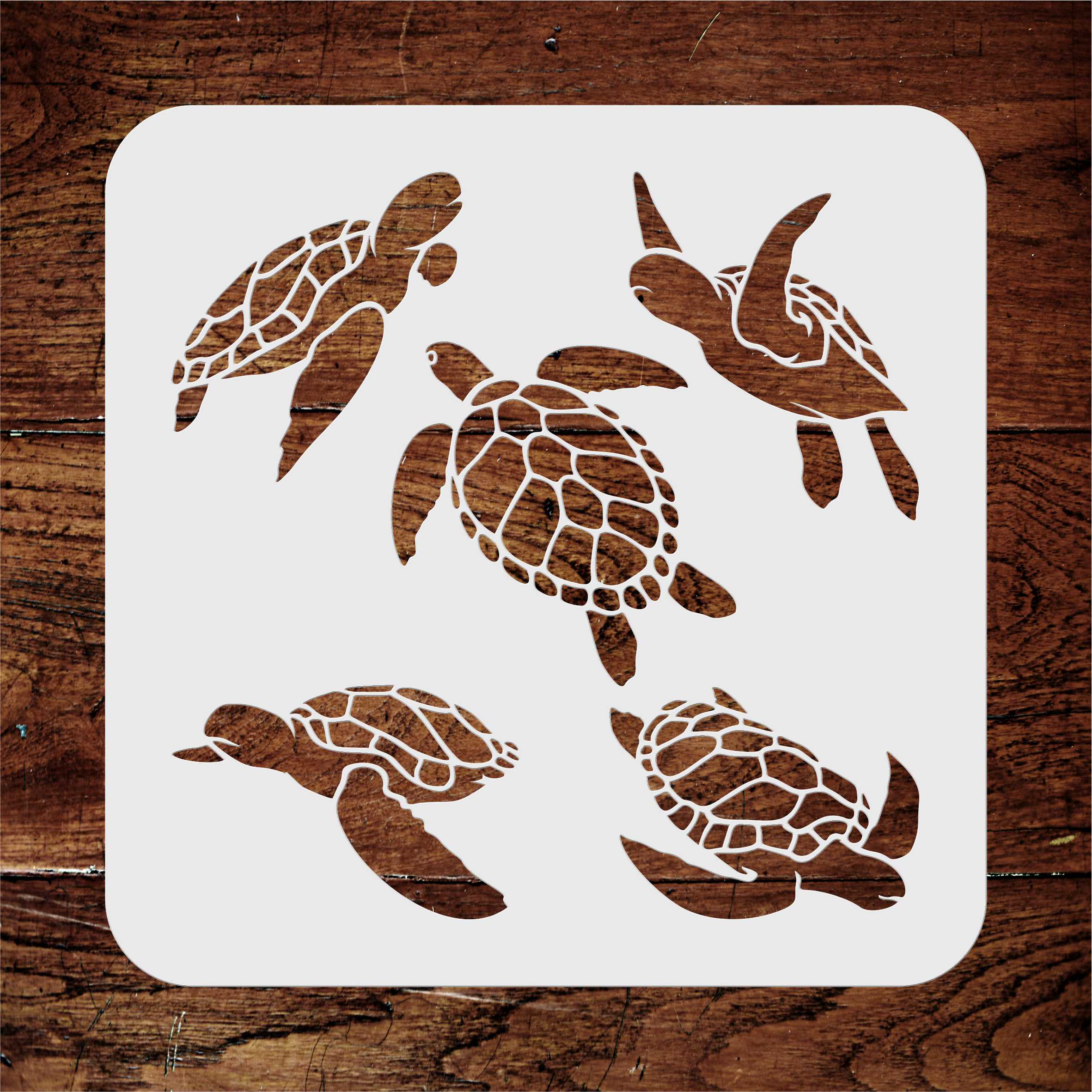 Turtles Stencil - Sea Ocean Nautical Seashore Reef Endangered