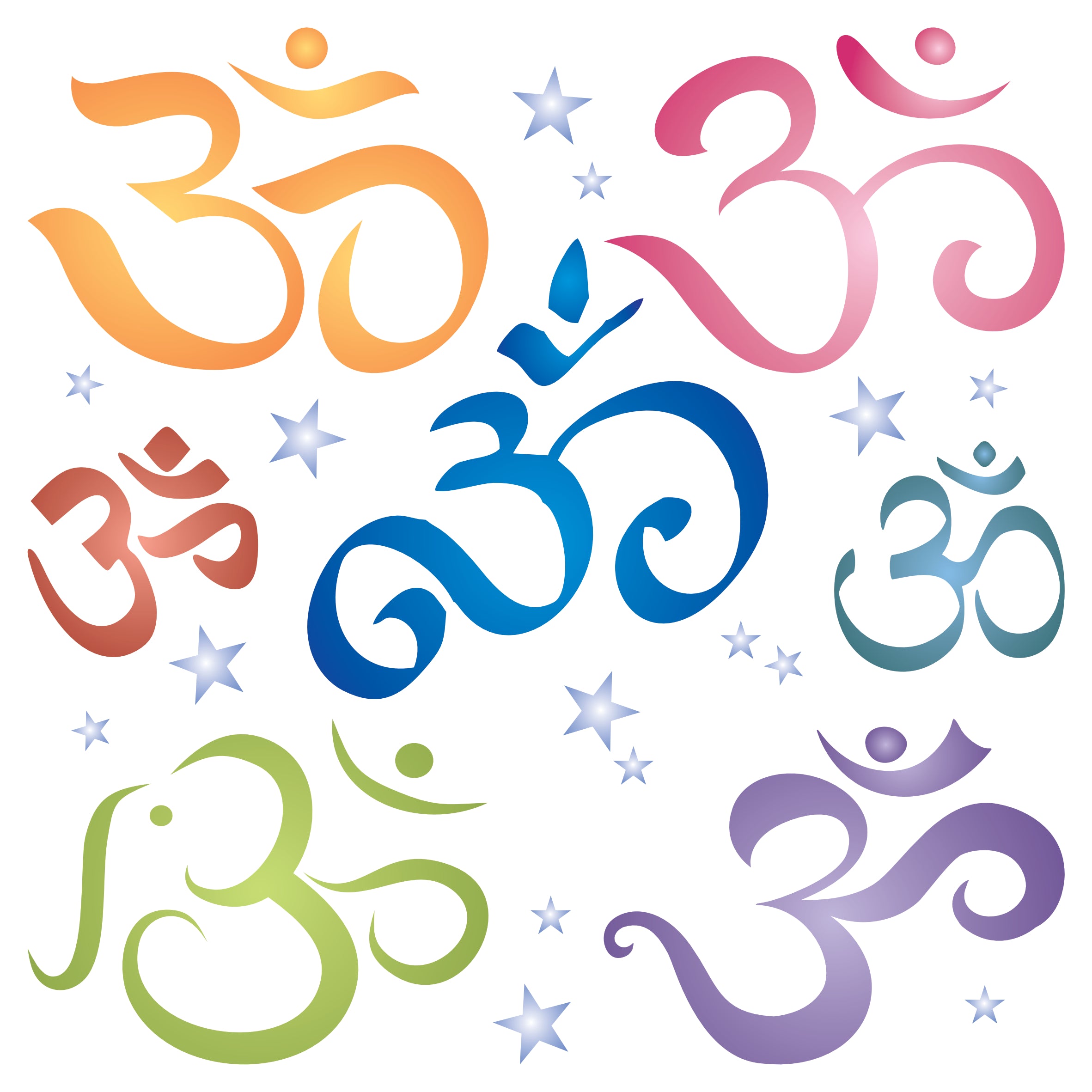 OM Symbols Stencil - Pranava Yoga AUM Indian Mantra Sanskrit Hindu Spiritual