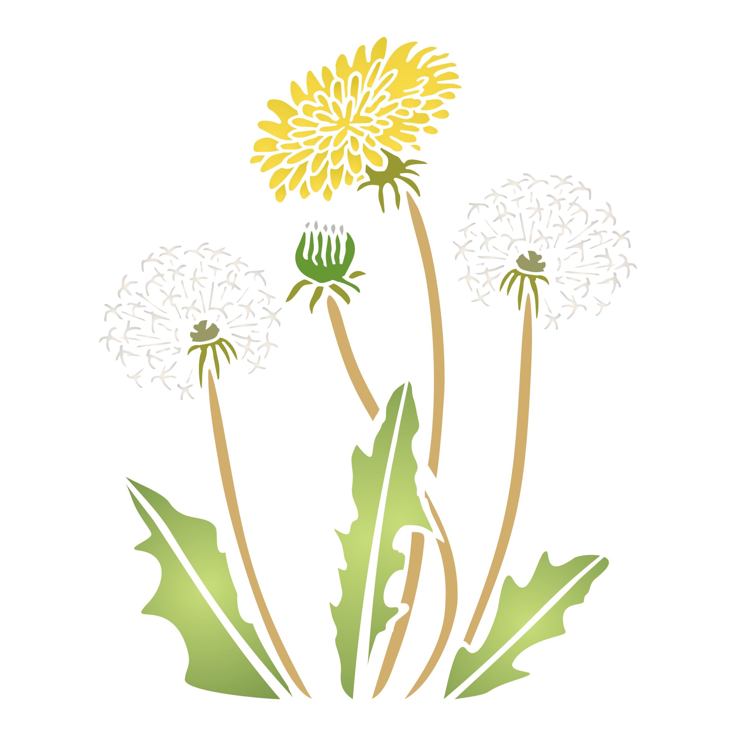 Dandelion Stencil - Dandilion Puff with Flower