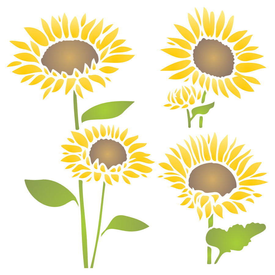 Sunflower Flower Stencil, 16.5 x 16.5cm - Reusable Mylar Designs for Painting