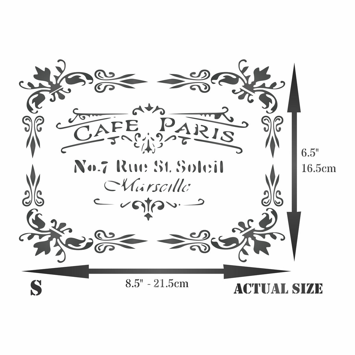 Cafe Paris Stencil, 26.67 x 21.59 cm - Vintage French Themed Sign Label