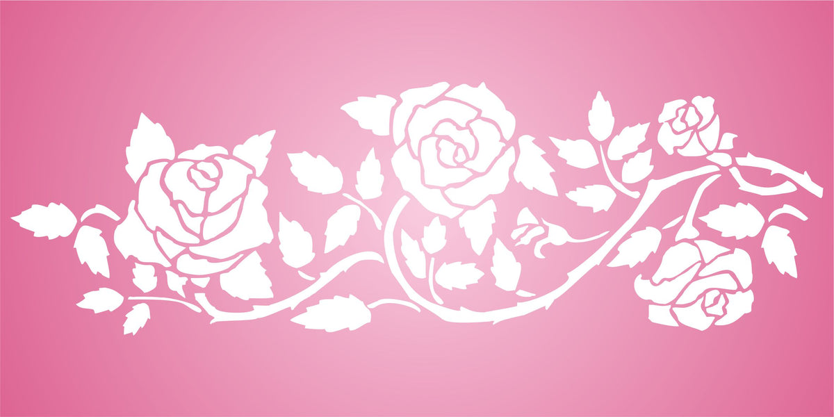 Rose Border Stencil, 36.83 x 11.43 cm - Classic Border Flower Rambling Rose
