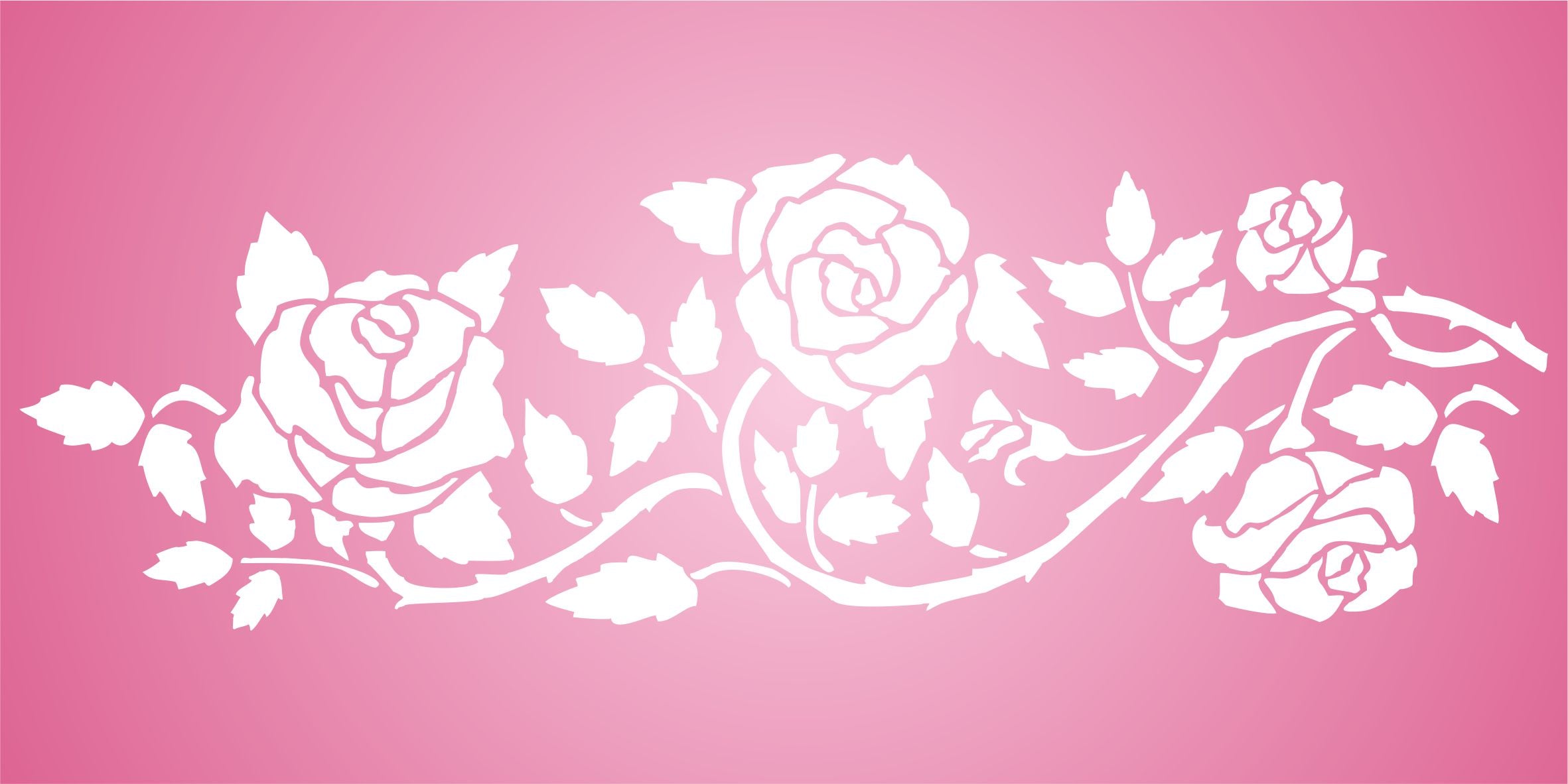 Rose Border Stencil, 14.5 x 4.5 inch - Classic Border Flower Rambling Rose