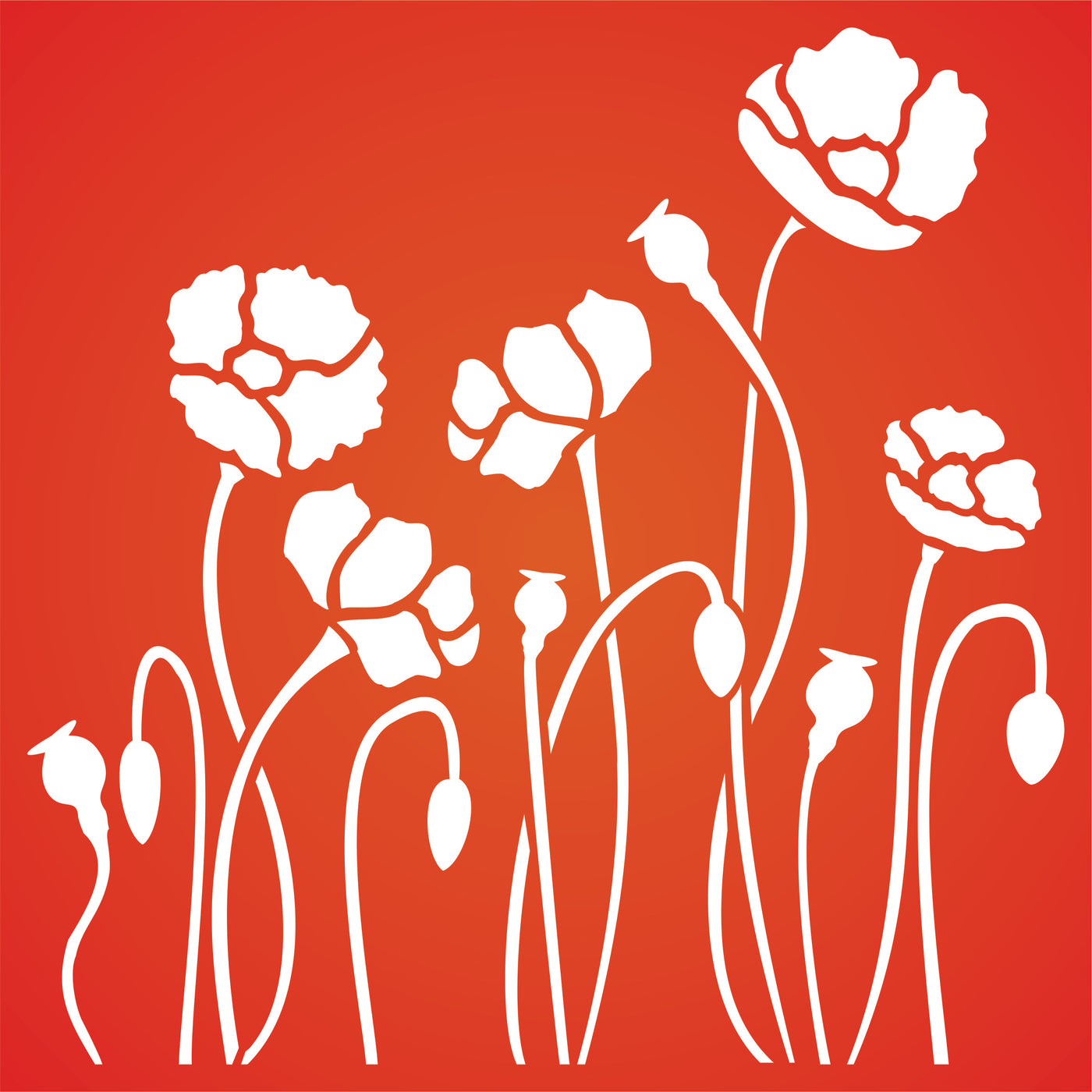 Poppy Field Stencil - Classic Wild Flowers Border