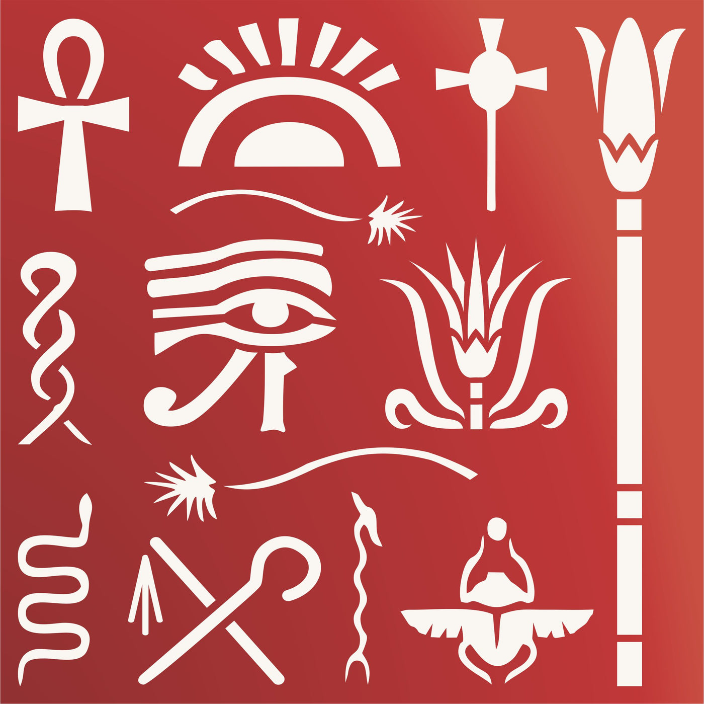 Egyptian Symbols Stencil - Classic Egypt Symbol Hyroglyphics