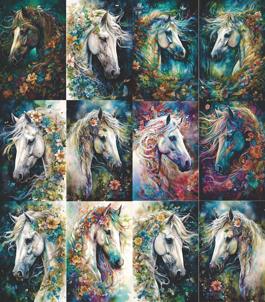 Bohemian Horses Rice Paper, 8 x 10.5 inch â€“ for Decoupage Scrapbooking Craft