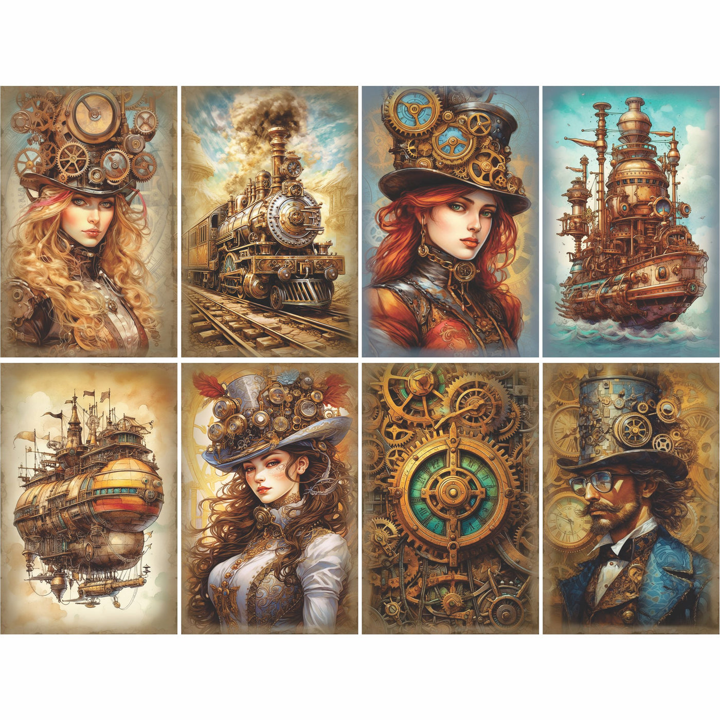 Steampunk Mulberry Rice Paper, 8 x 10.5 inch - for Decoupage Cards Crafts