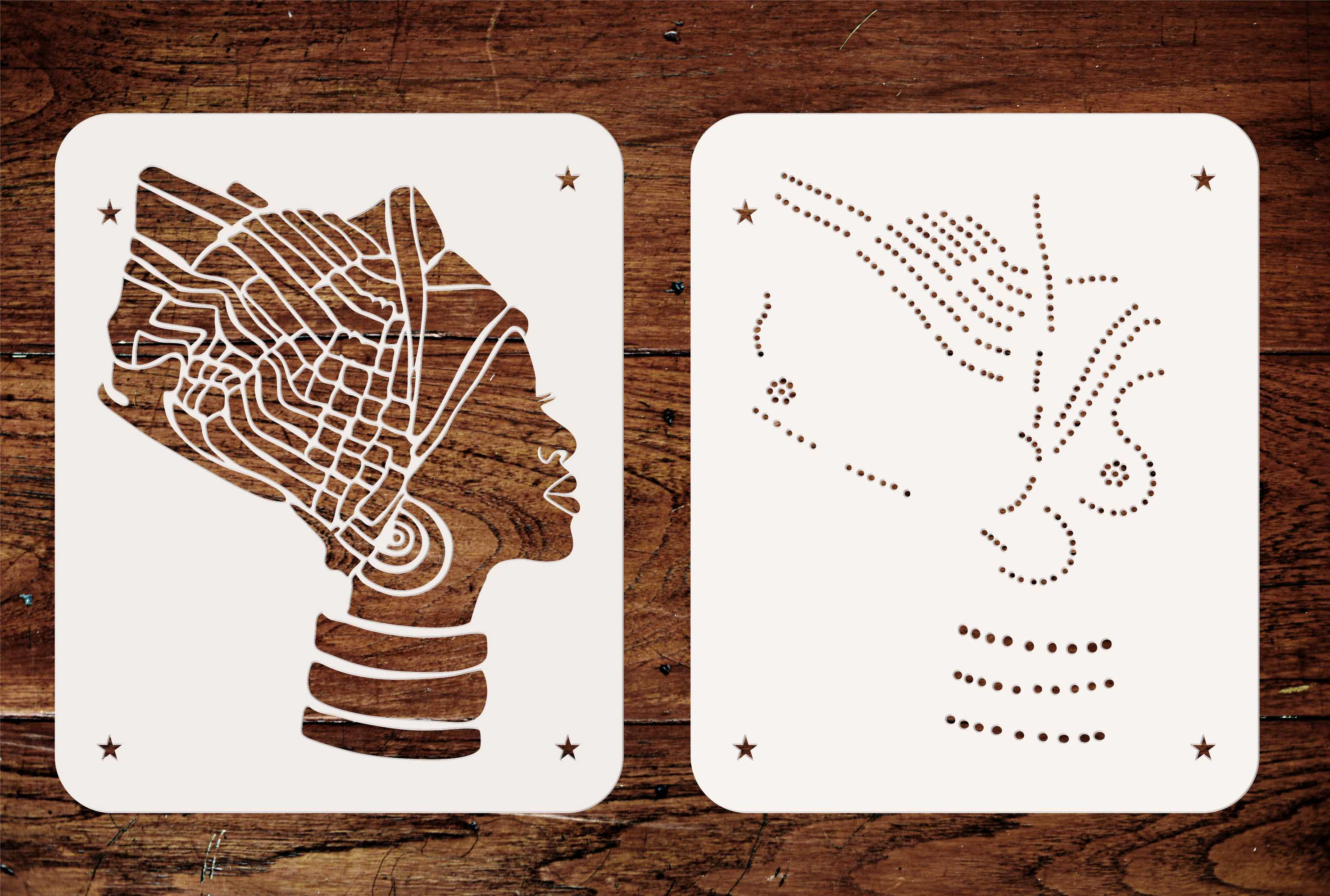 African Headdress Stencil - Traditional African Headwrap Scarf