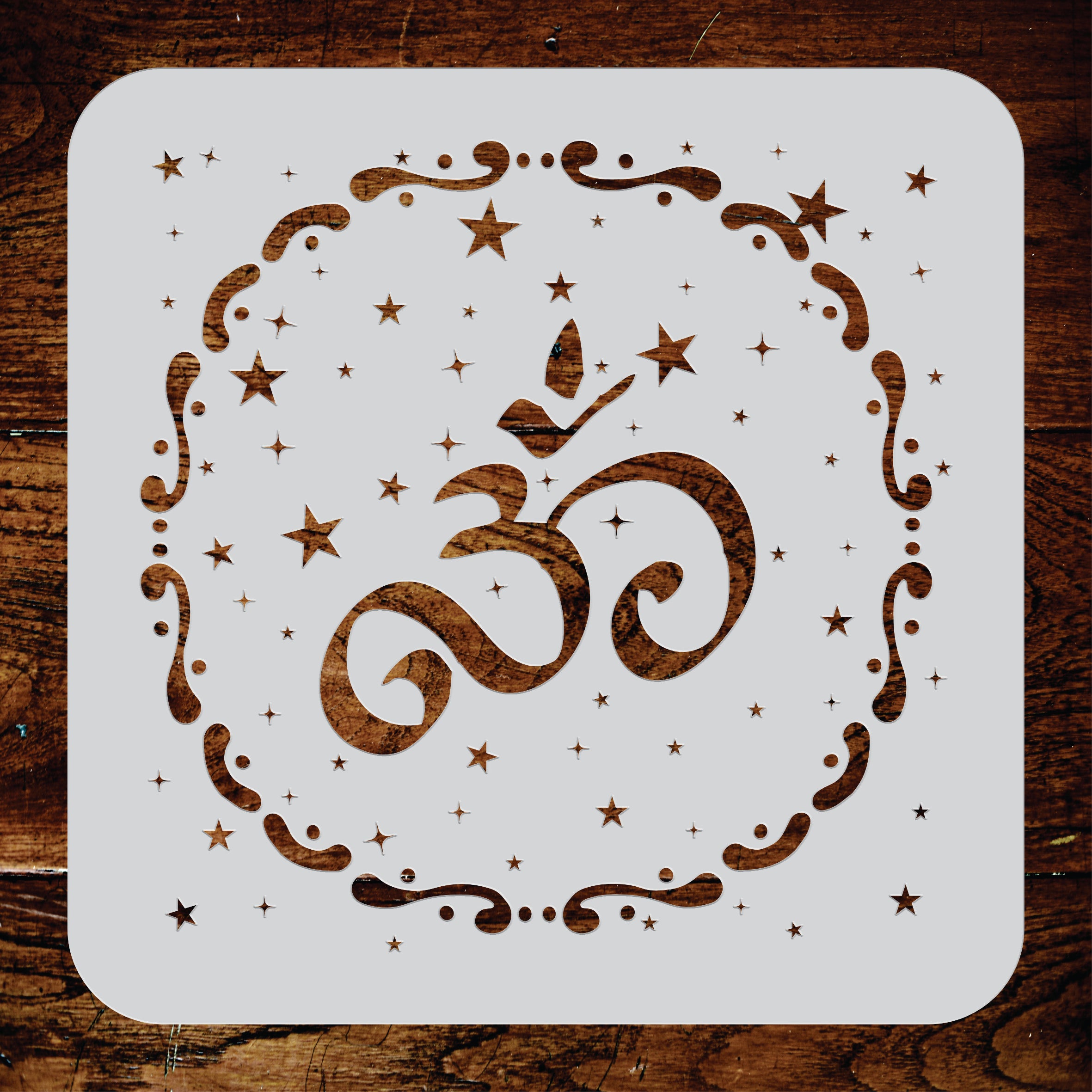 Starry OM Stencil - AUM Indian Mantra Sanskrit Hindu Spiritual