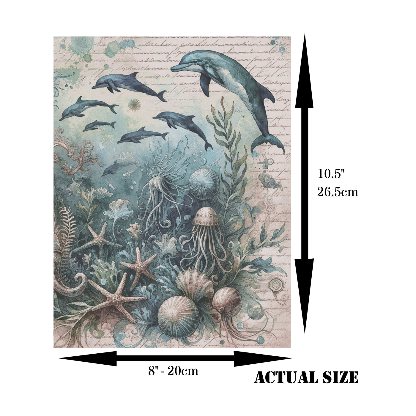 Underwater Rice Paper, 8 x 10.5 inch - for Decoupage Scrapbooking Cards Crafts