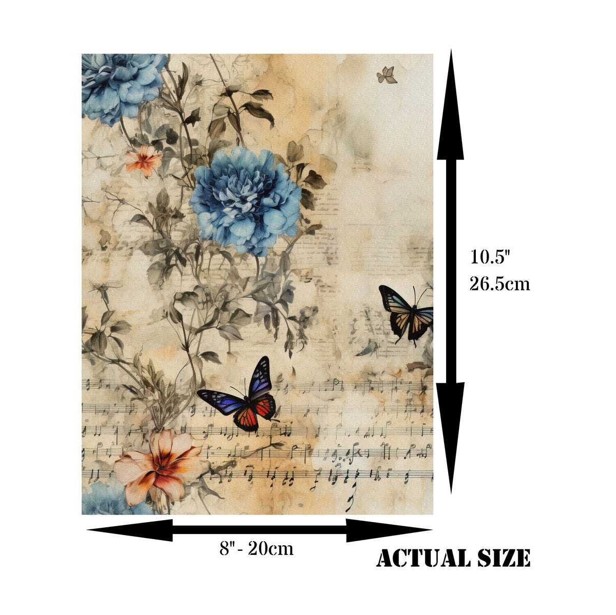 Floral Music Decoupage Rice Paper, 20.32 x 26.67 cm - Scrapbooking Crafts Cards