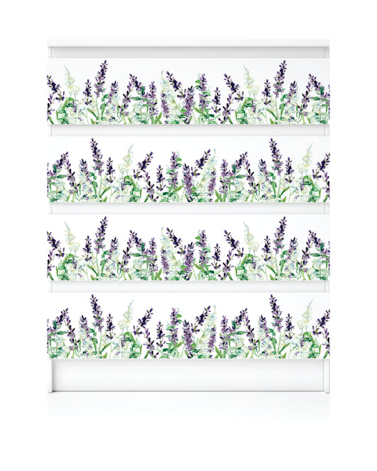 Lavender 2 Border Rice Paper- 13 Sheets Printed Mulberry Paper Border 36gsm