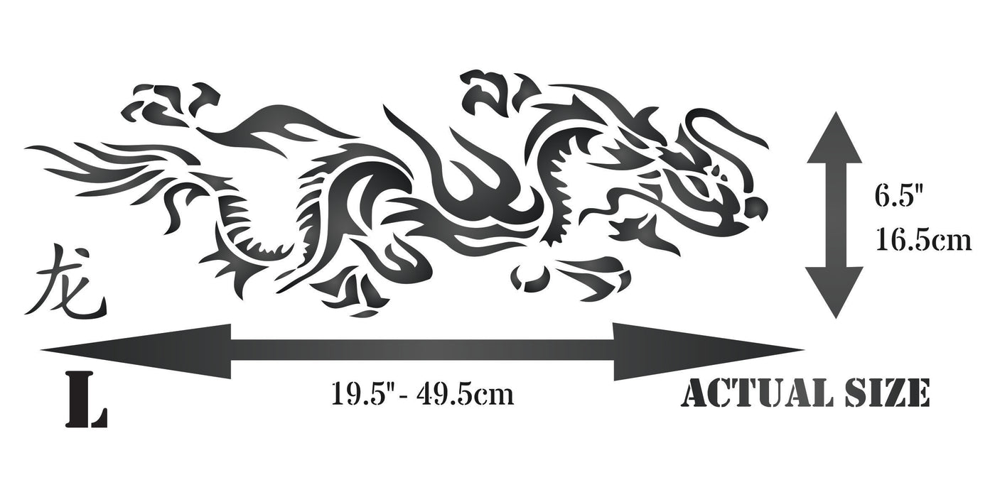 Japanese Dragon Stencil - Asian Oriental Chinese