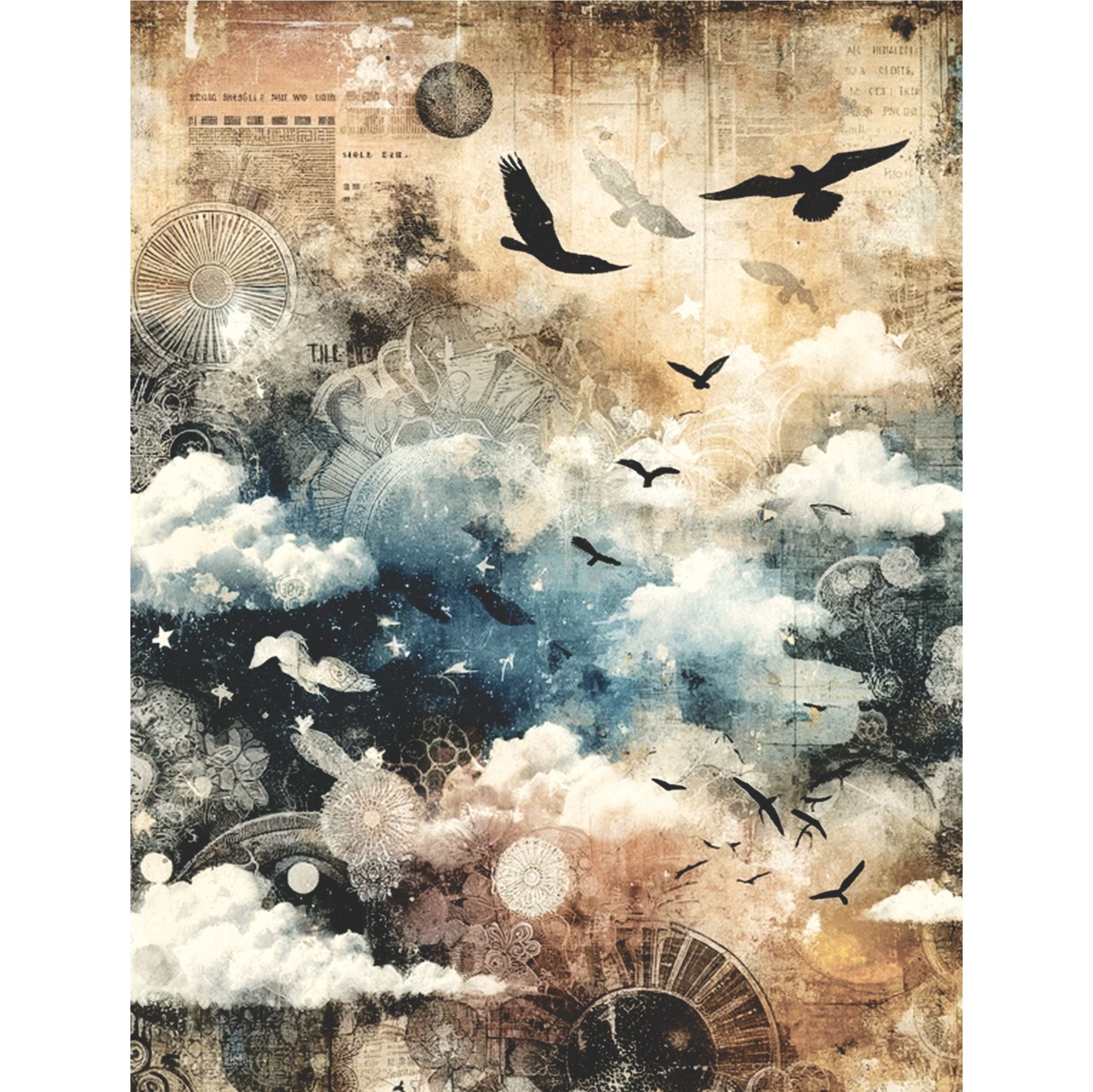 Gothic Sky Rice Paper, 8 x 10.5 inch - for Decoupage Scrapbooking Cards Crafts