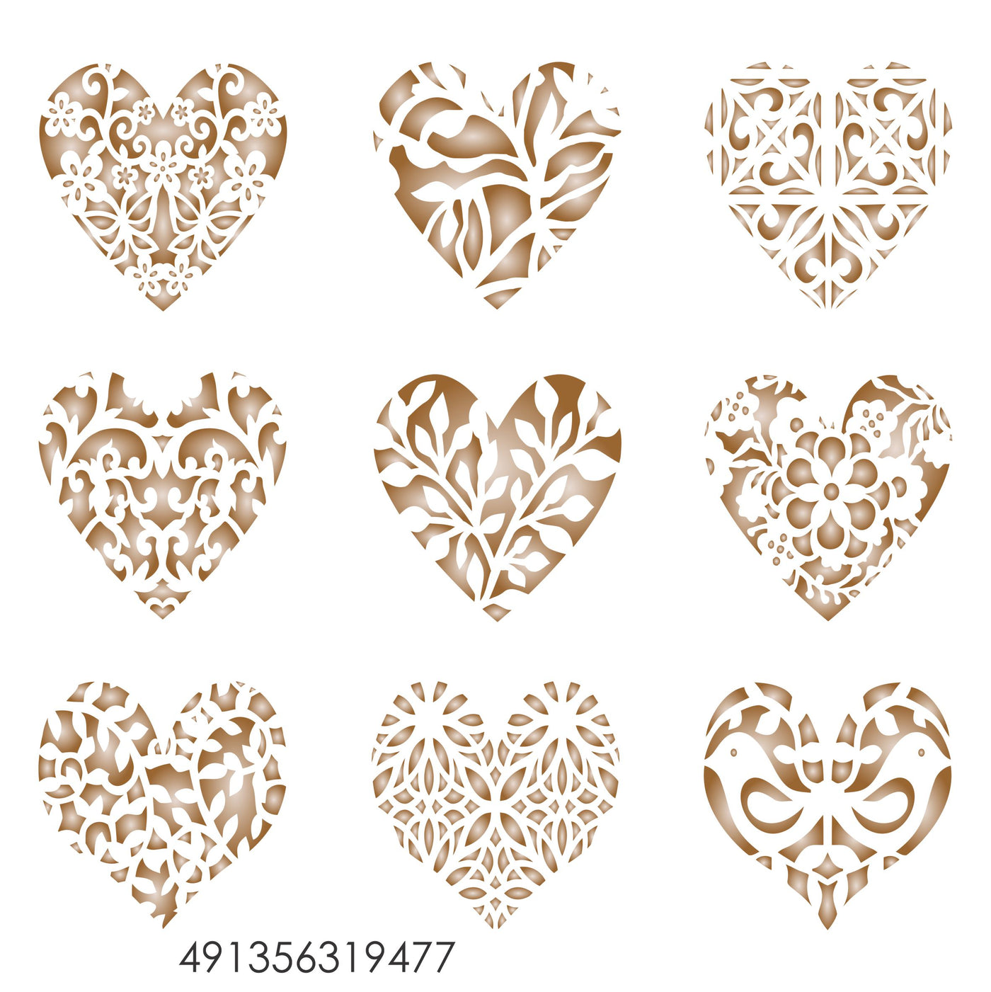 Heart Coffee Set Stencil -9 Designs of Cappuccino Coffee Latte Cakes Cookies