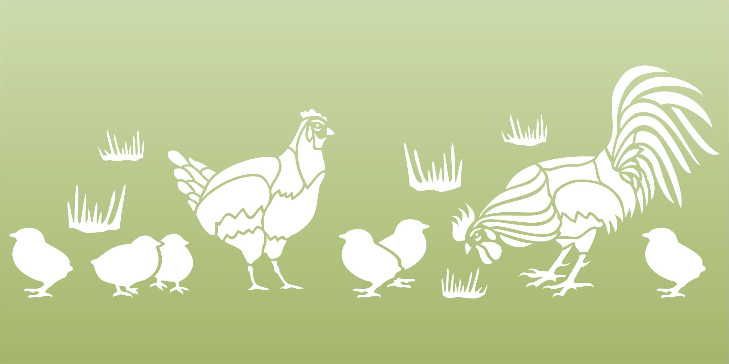 Chicken Stencil, 20 x 6.5 inch - Decorative Farm Animal Birds Border