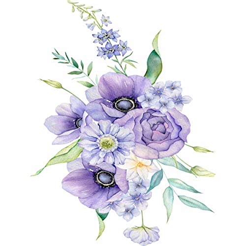 Violet Bouquet Rice Paper, 20.32 x 26.67 cm - Bouquet Design in 2 Different Sizes