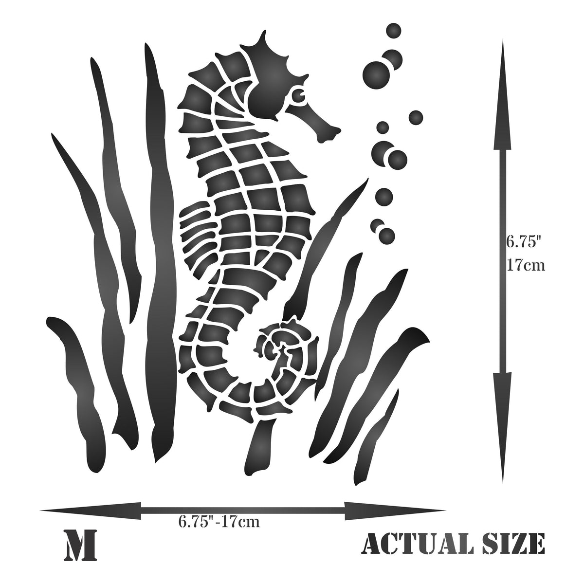 Seahorse Stencil - Sea Ocean Nautical Seashore Reef