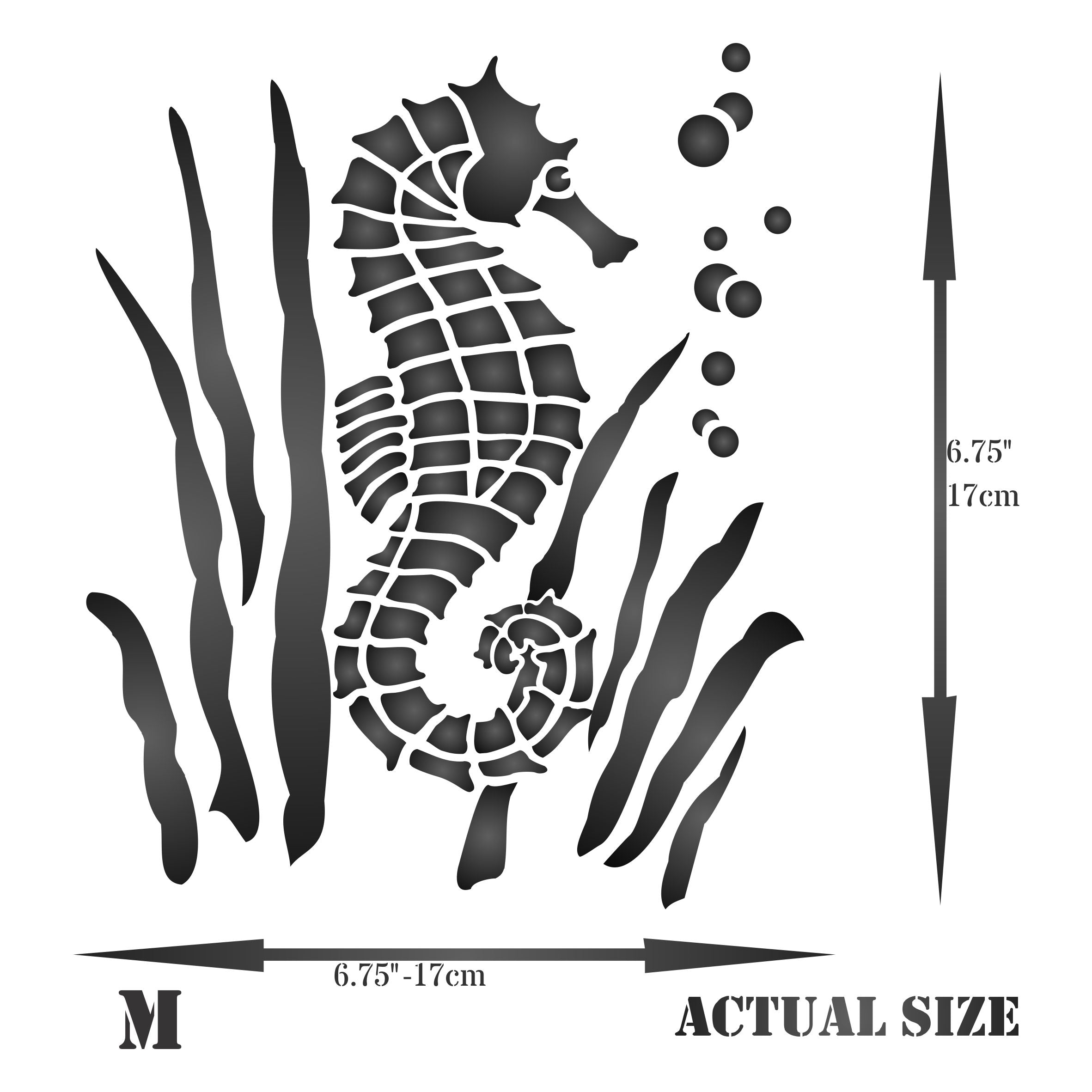 Seahorse Stencil - Sea Ocean Nautical Seashore Reef