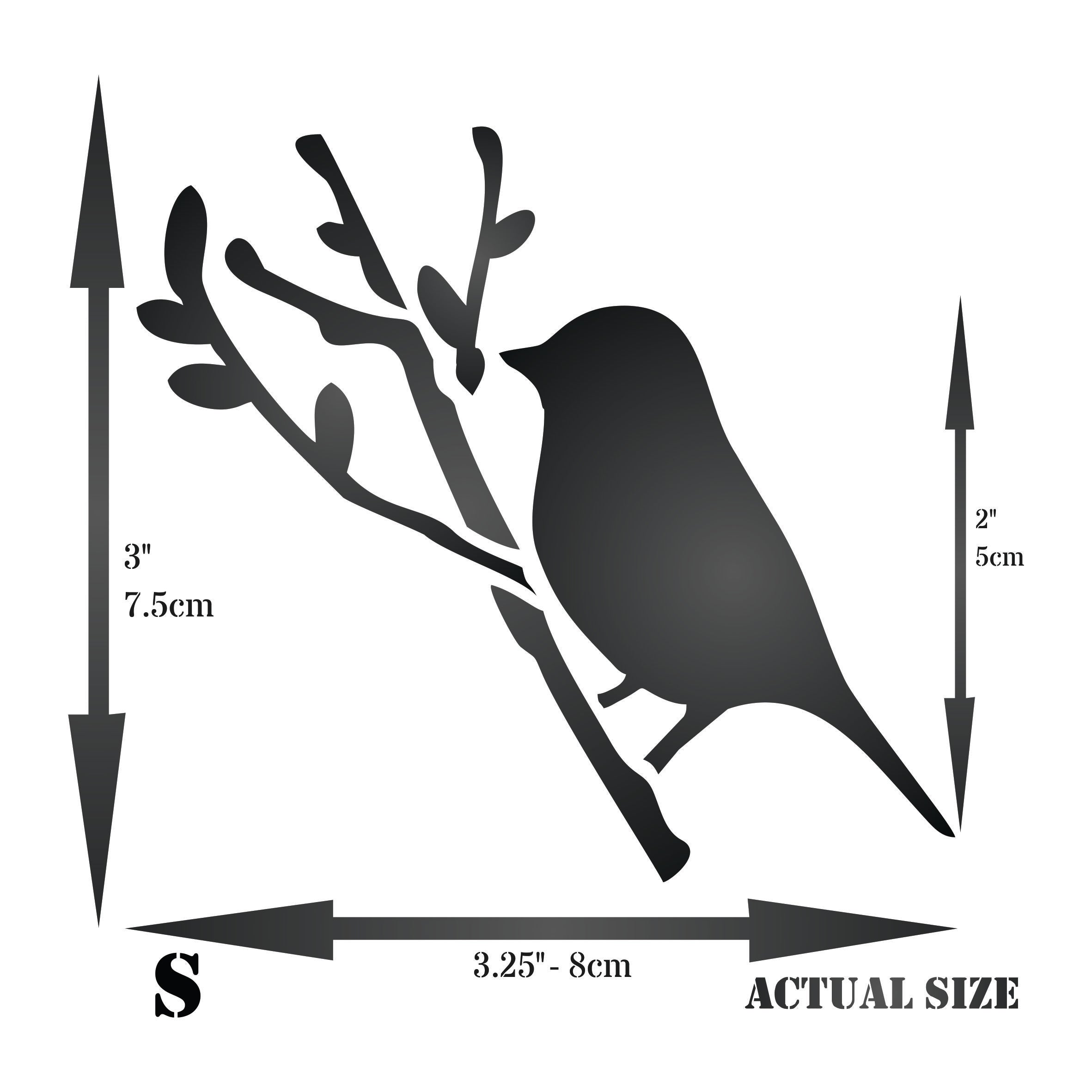 Bird Stencil - Bird Branch Silhouette