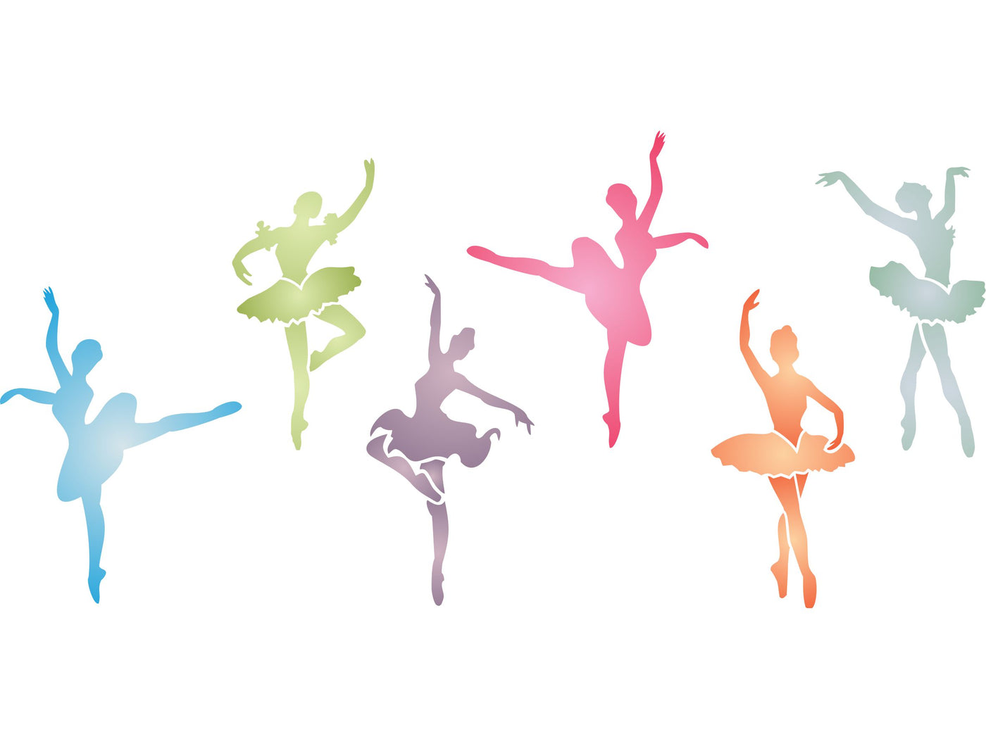 Ballerinas Stencil, 13.5 x 6.5 inch - Border Ballet Dancers Ballerina