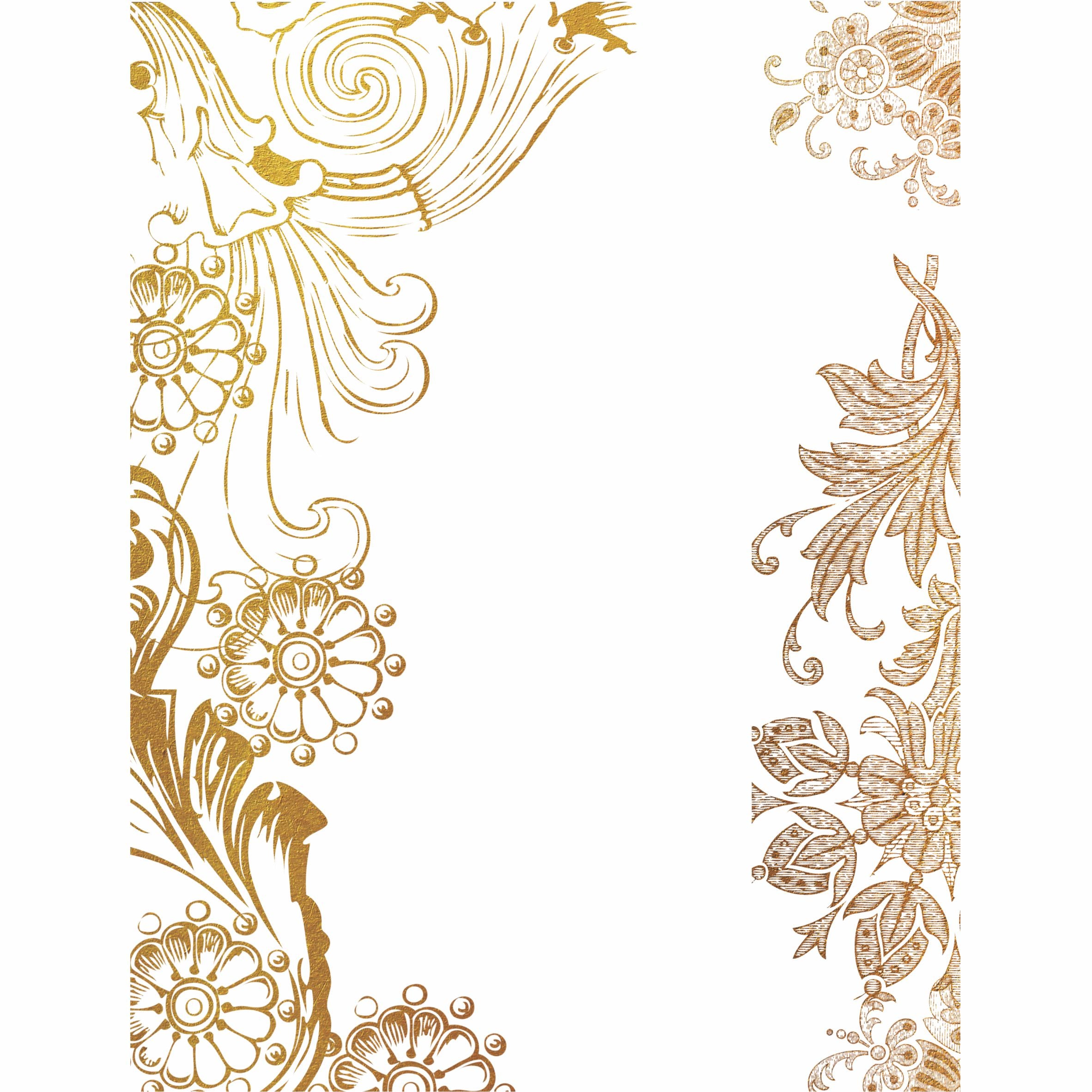 Gold Overlay Frames Rice Paper- 6 Unique Printed Mulberry Paper Pages 30gsm