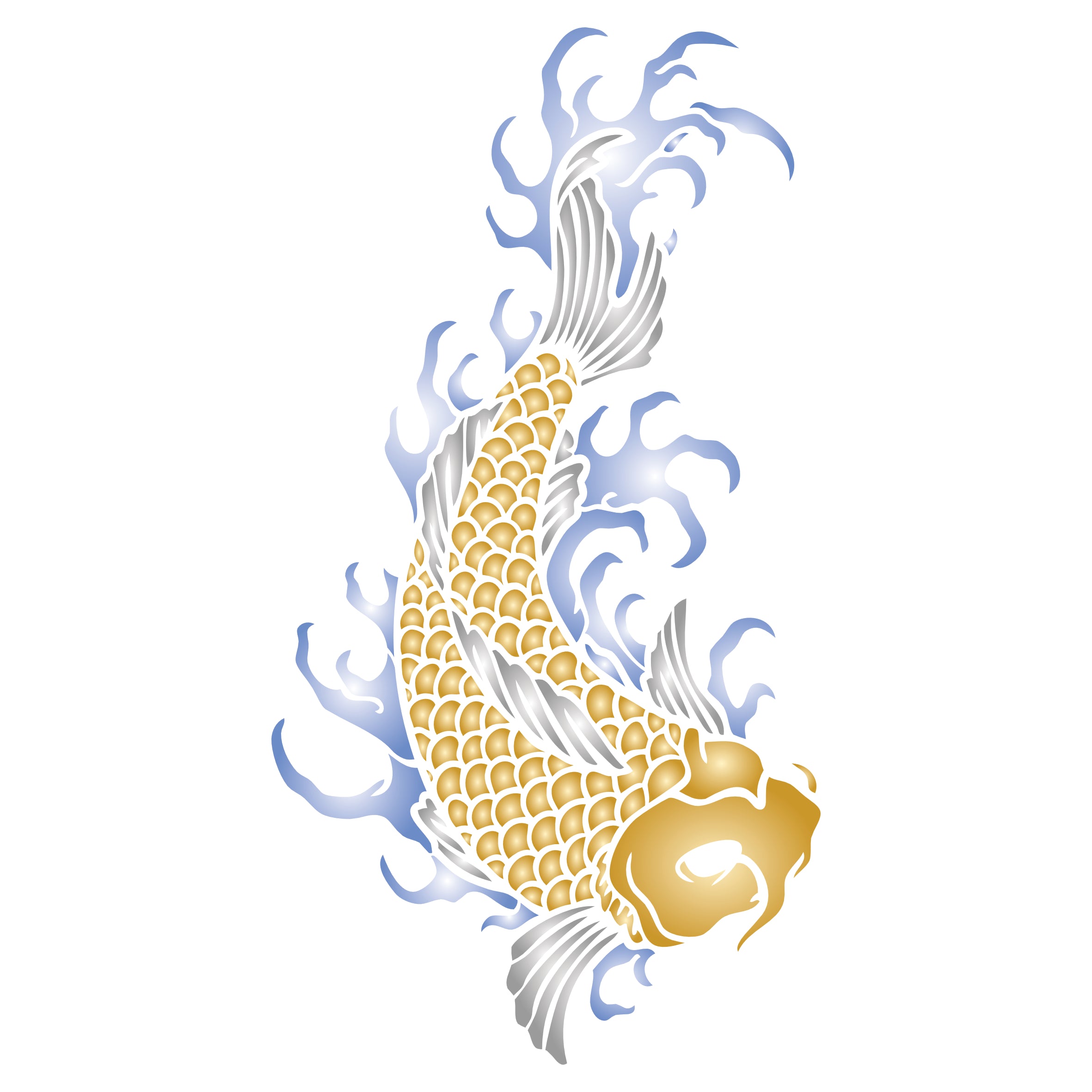 Japanese Koi Stencil - Koi Carp Harmony Good Luck Strength