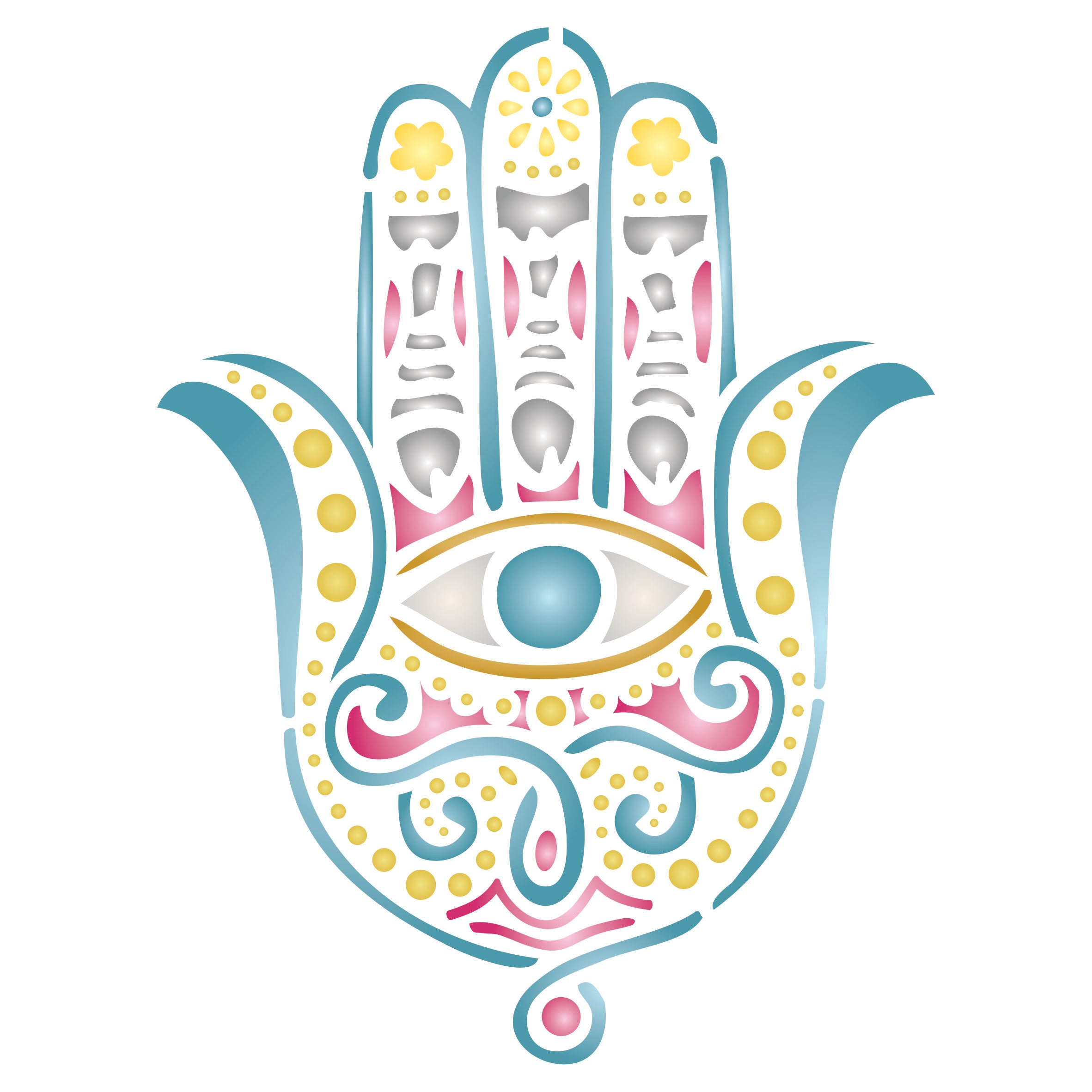 Fatimas Hand Stencil - Hamsa Hand Islam Judaism Kabbalah