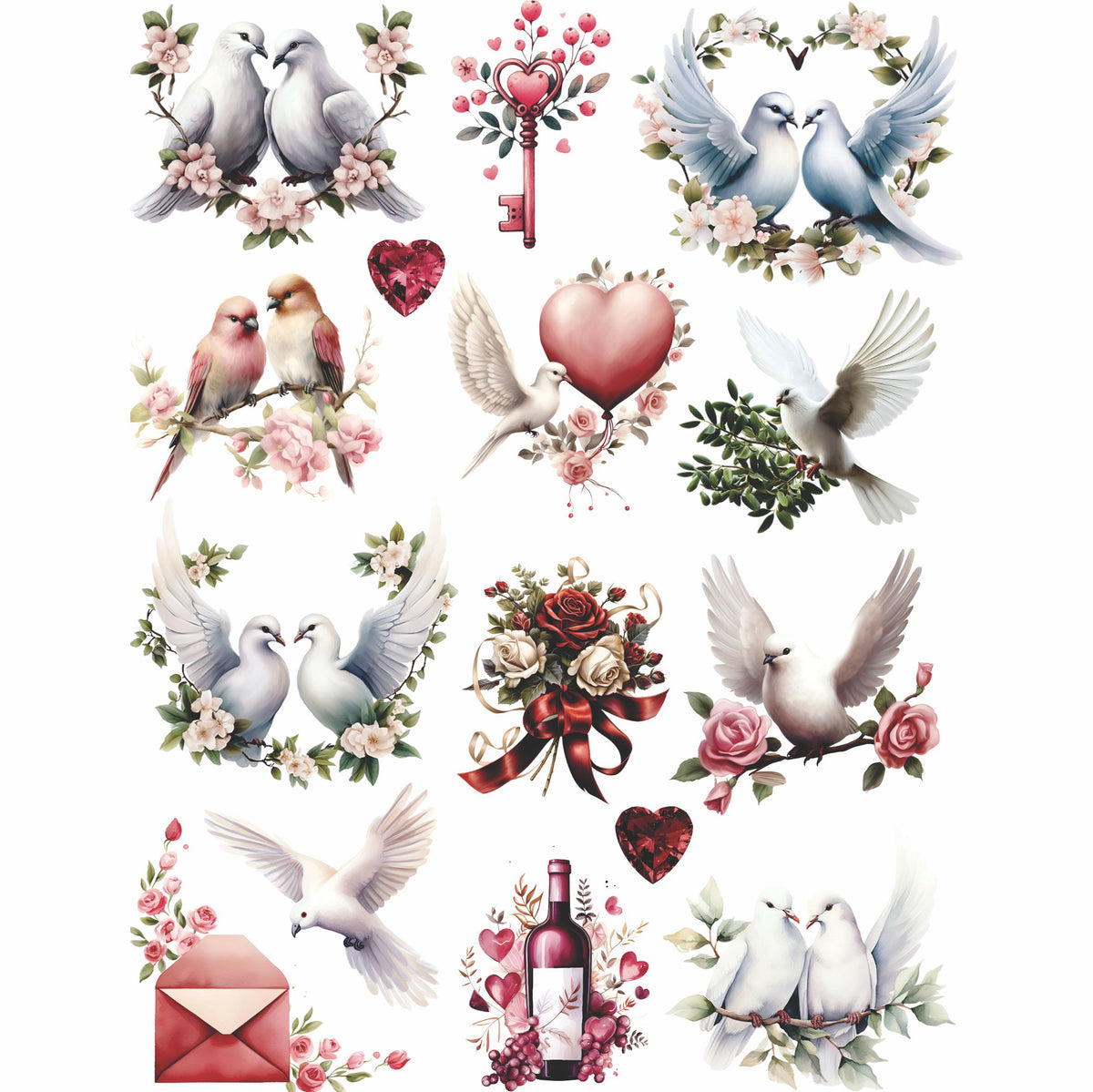 Valentines Day Rice Paper, 20.32 x 26.67 cm - for Decoupage Furniture Crafts